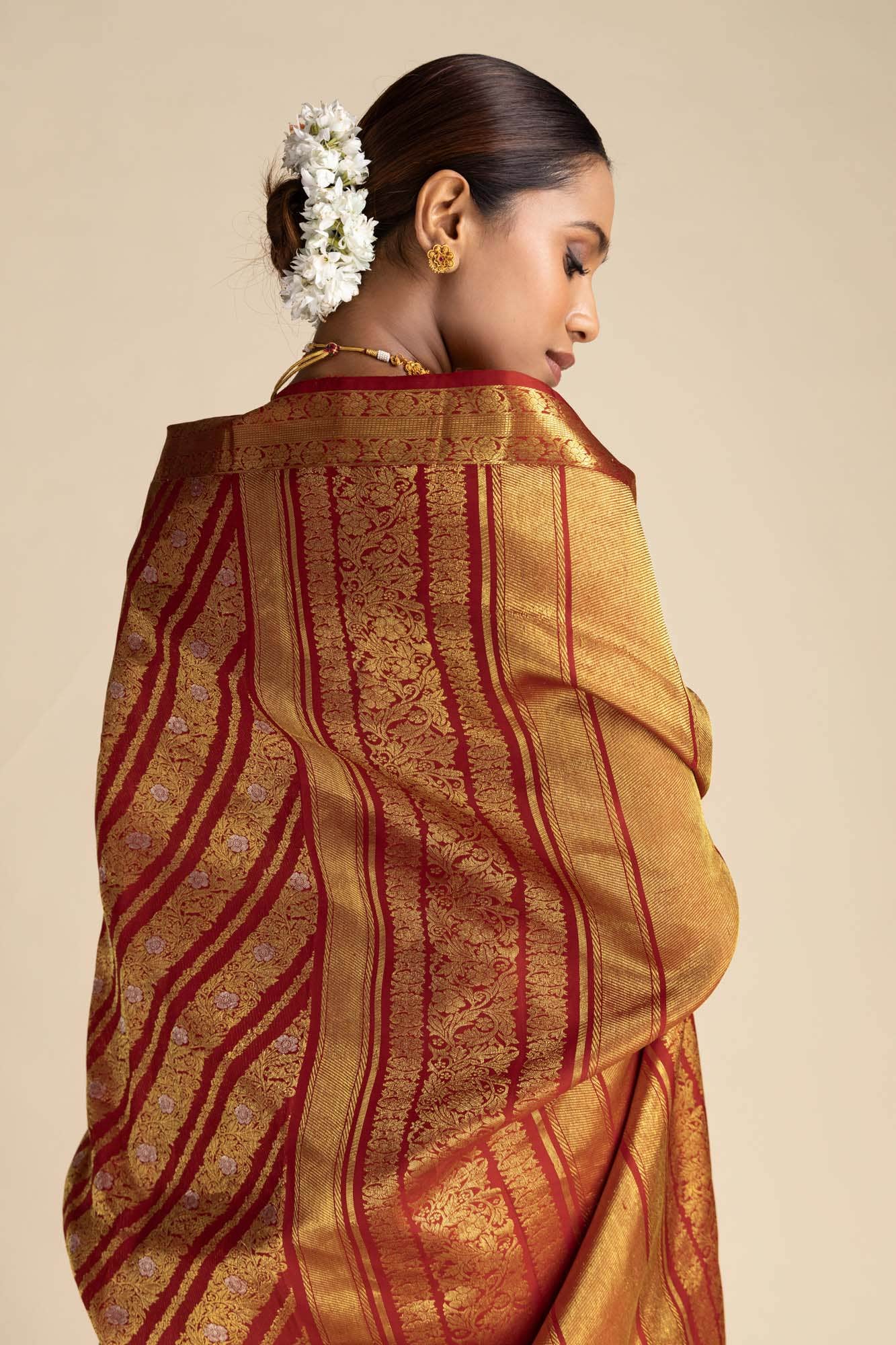 Rohini-Red Kanchipuram Silk Saree - Image 3