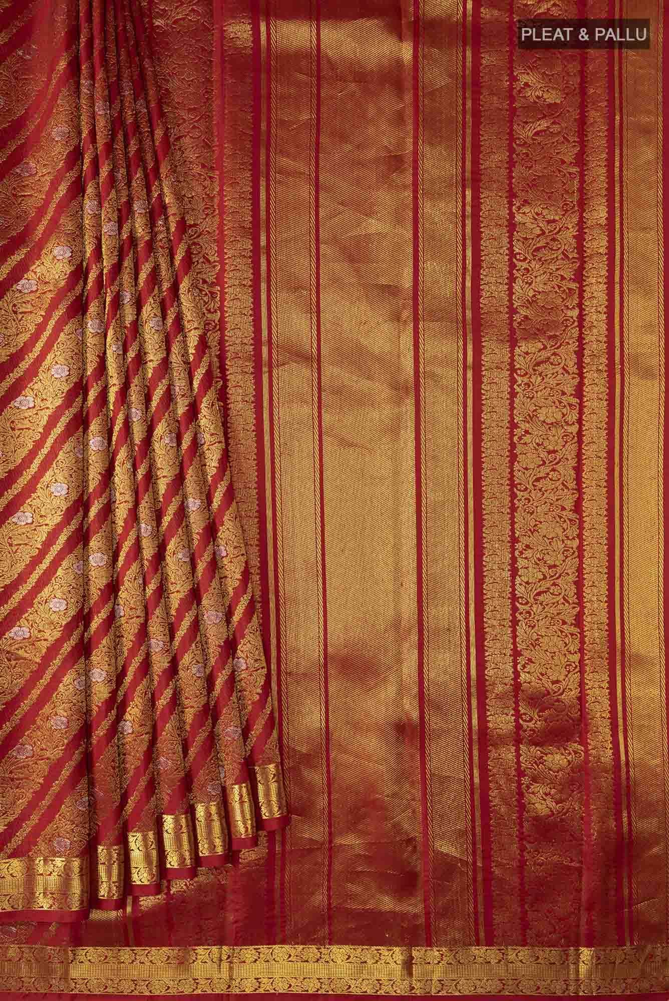 Rohini-Red Kanchipuram Silk Saree - Image 9