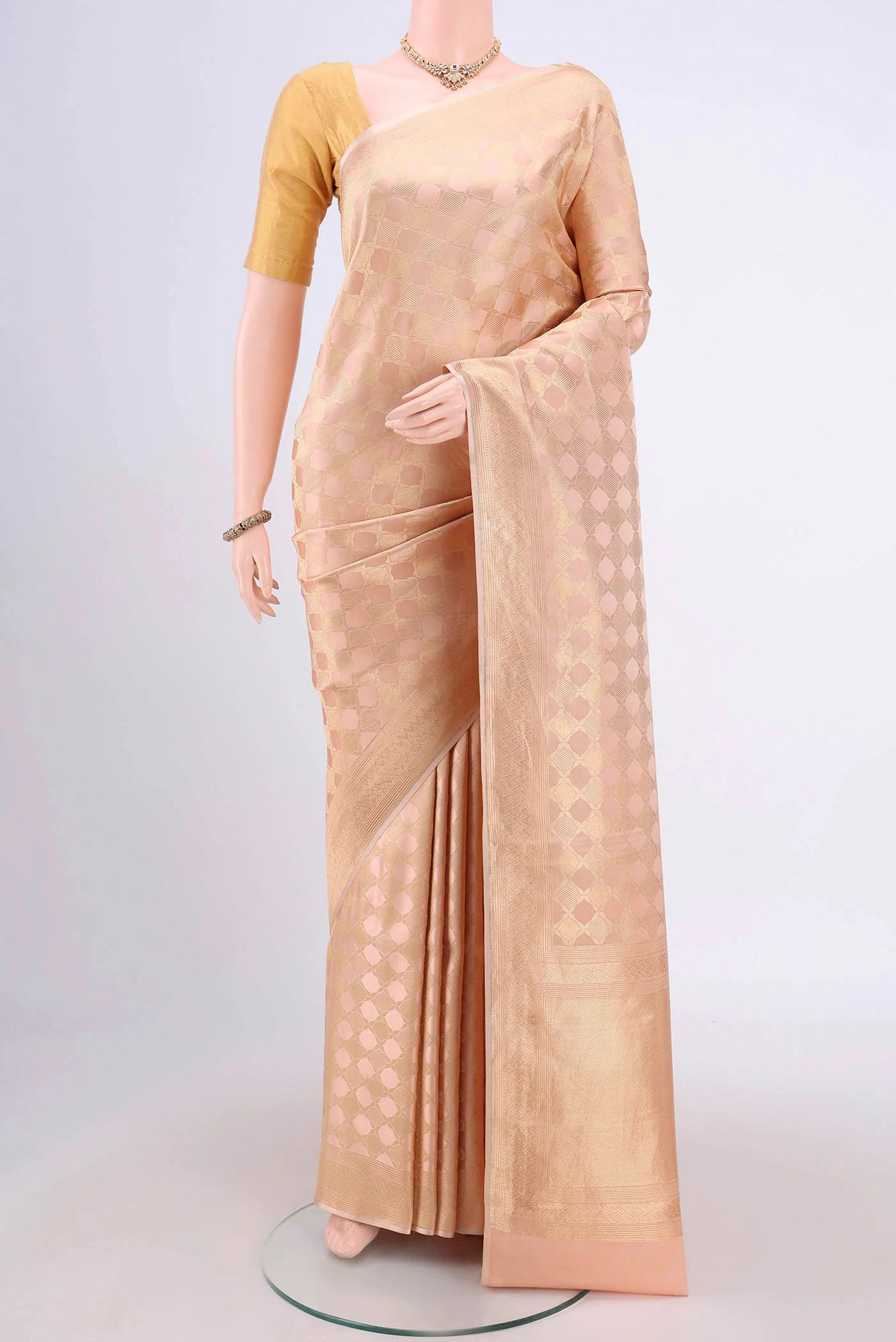 Peach Banarasi Silk Saree