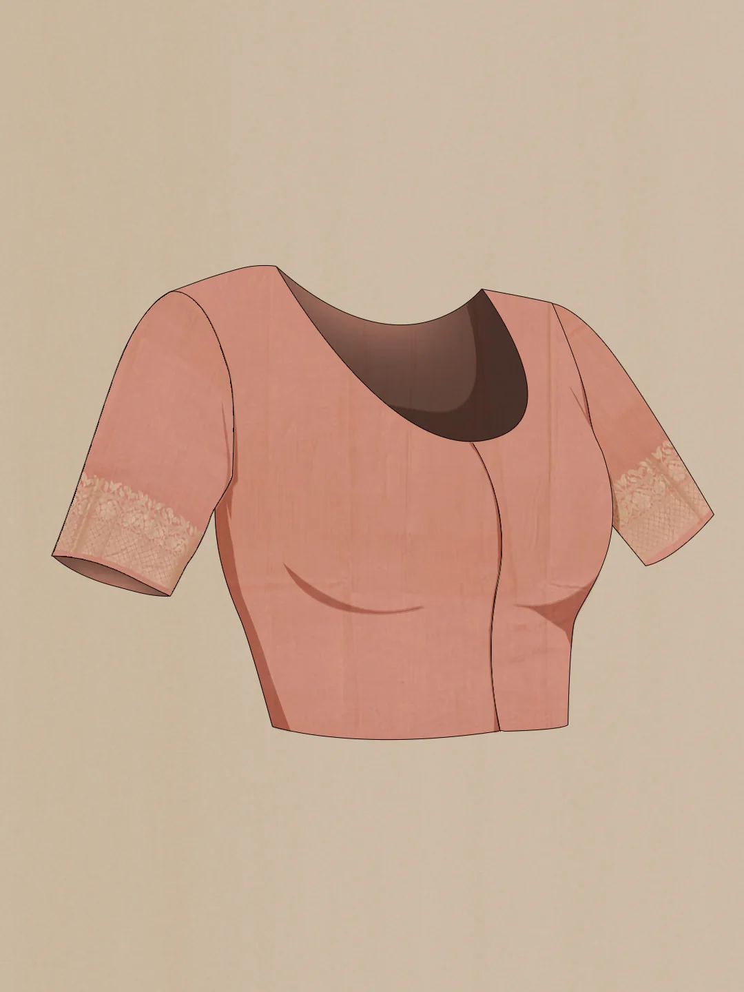 Rose Gold Banarasi Raw Silk Saree - Image 2