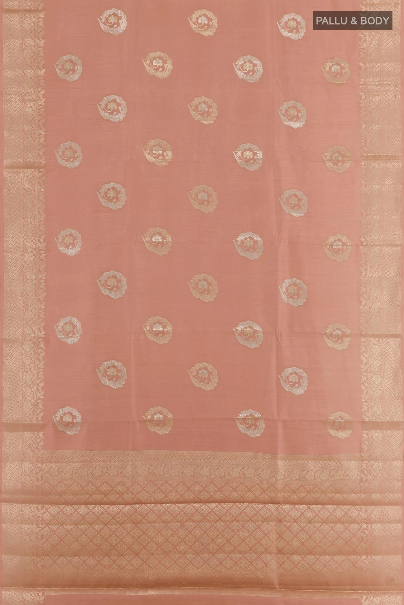 Rose Gold Banarasi Raw Silk Saree - Image 3