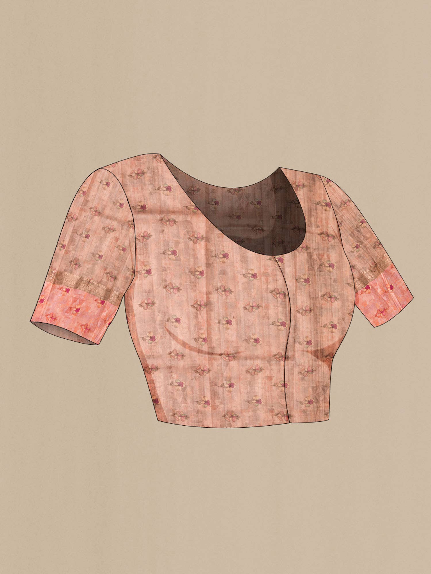 Rose Gold Bhagalpuri Tussar Silk Saree - Image 6