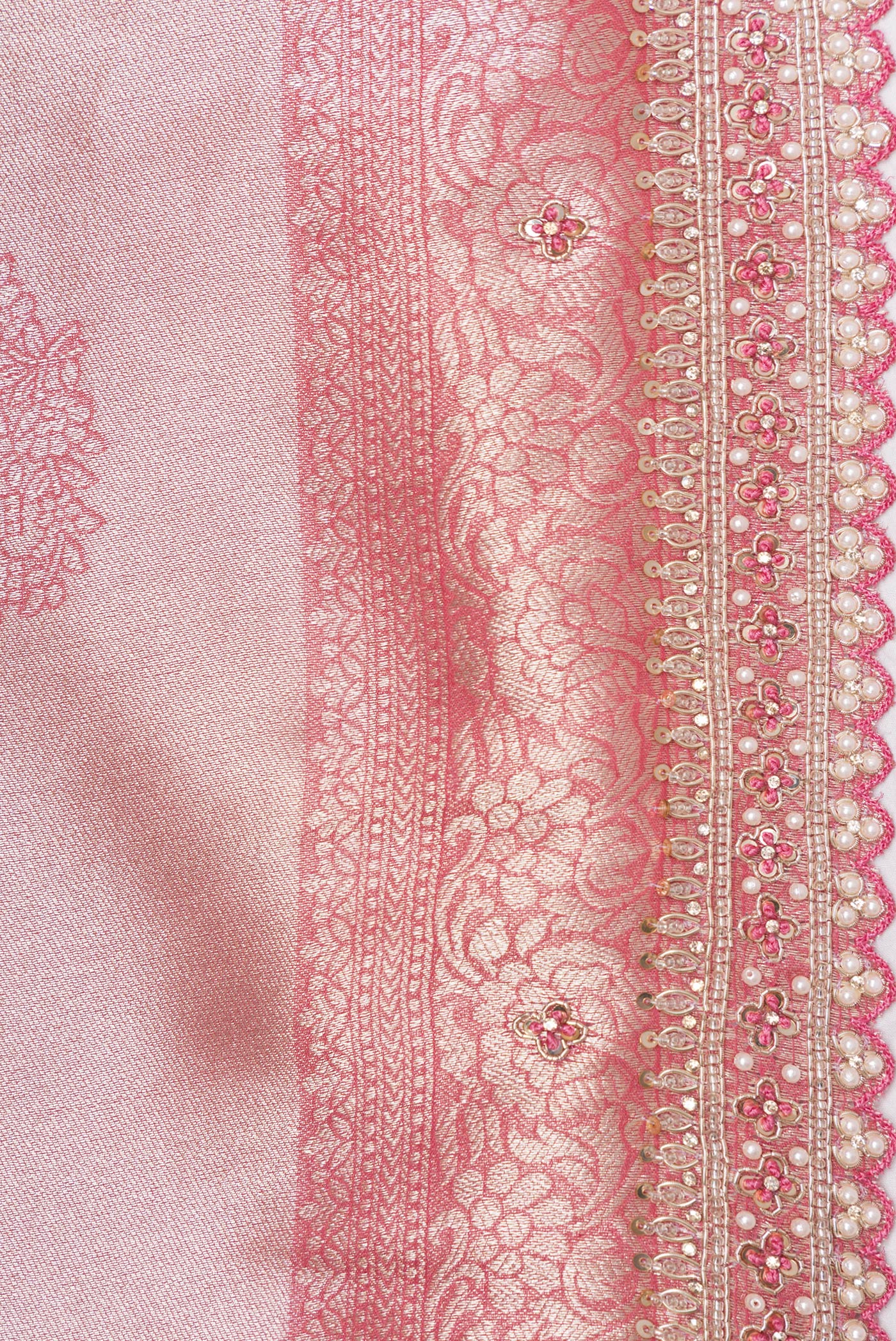 Rose pink Dual Tone Tissue Silk Saree - Image 3