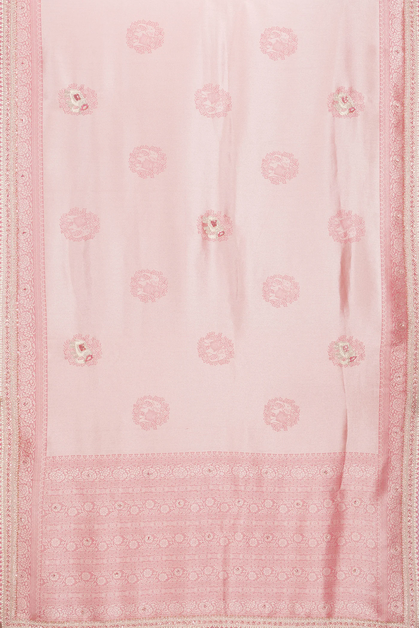 Rose pink Dual Tone Tissue Silk Saree - Image 6