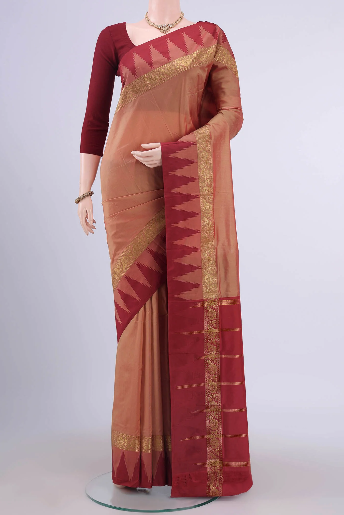 Rose Gold Dual Tone Bangalore Silk Saree