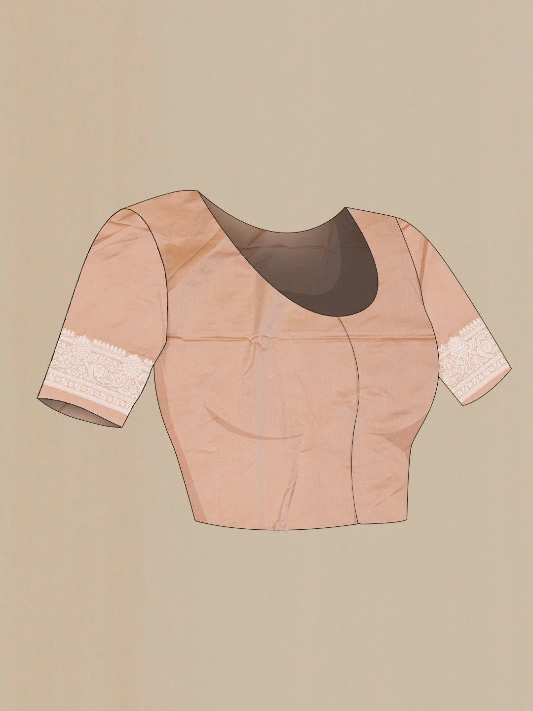 Rose Gold Dual Tone Blended Banarasi Silk Saree - Image 3