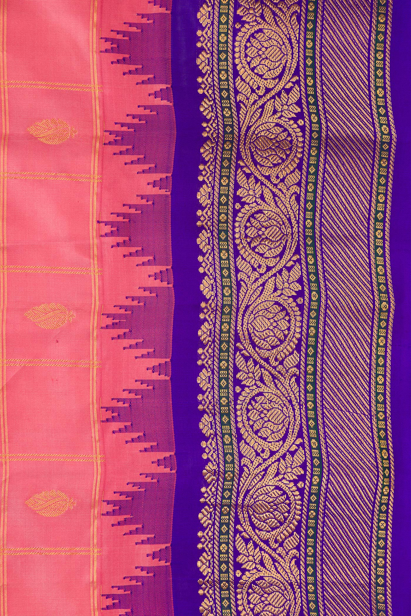 Rose pink Gadwal Silk Saree - Image 3