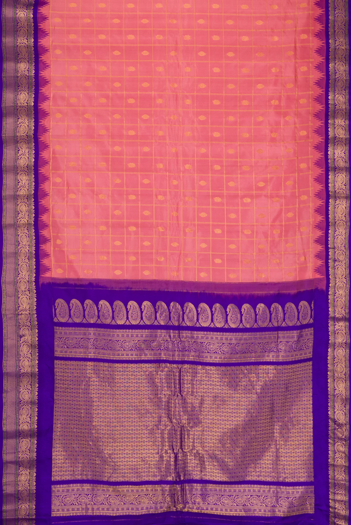 Rose pink Gadwal Silk Saree - Image 6