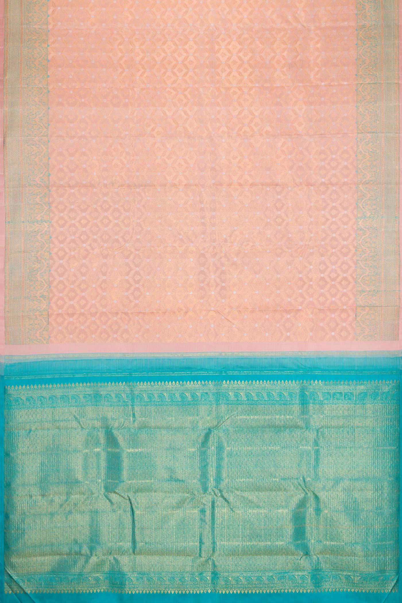 Rose Gold Dual Tone Kanchipuram Silk Saree - Image 6