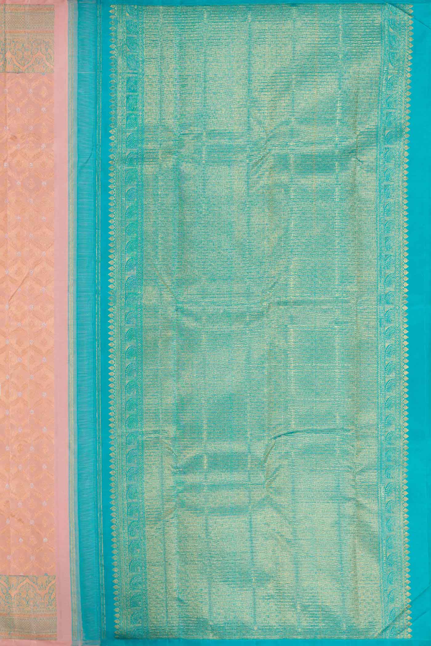 Rose Gold Dual Tone Kanchipuram Silk Saree - Image 7
