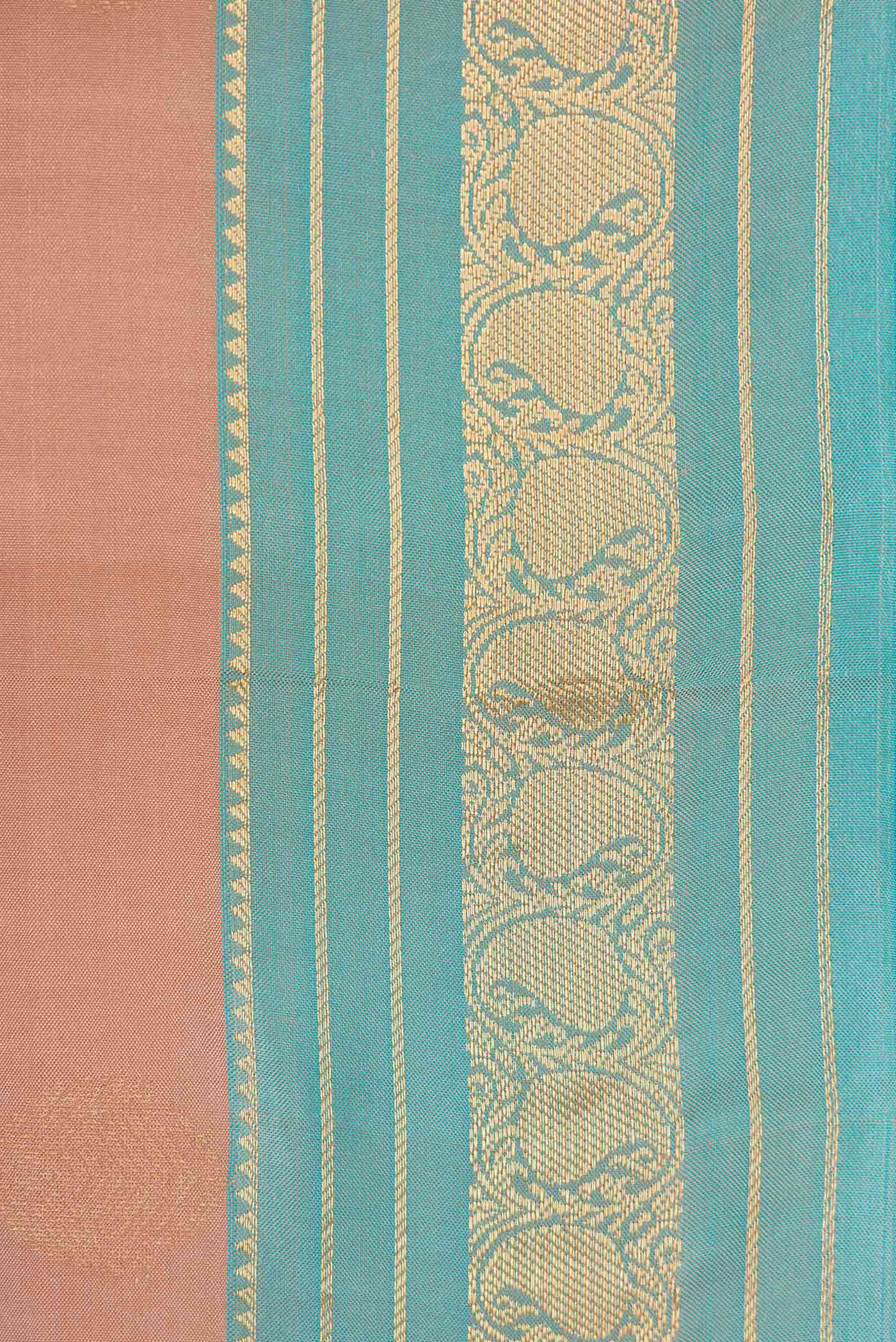 Rose Gold Dual Tone Kanchipuram Silk Saree - Image 3