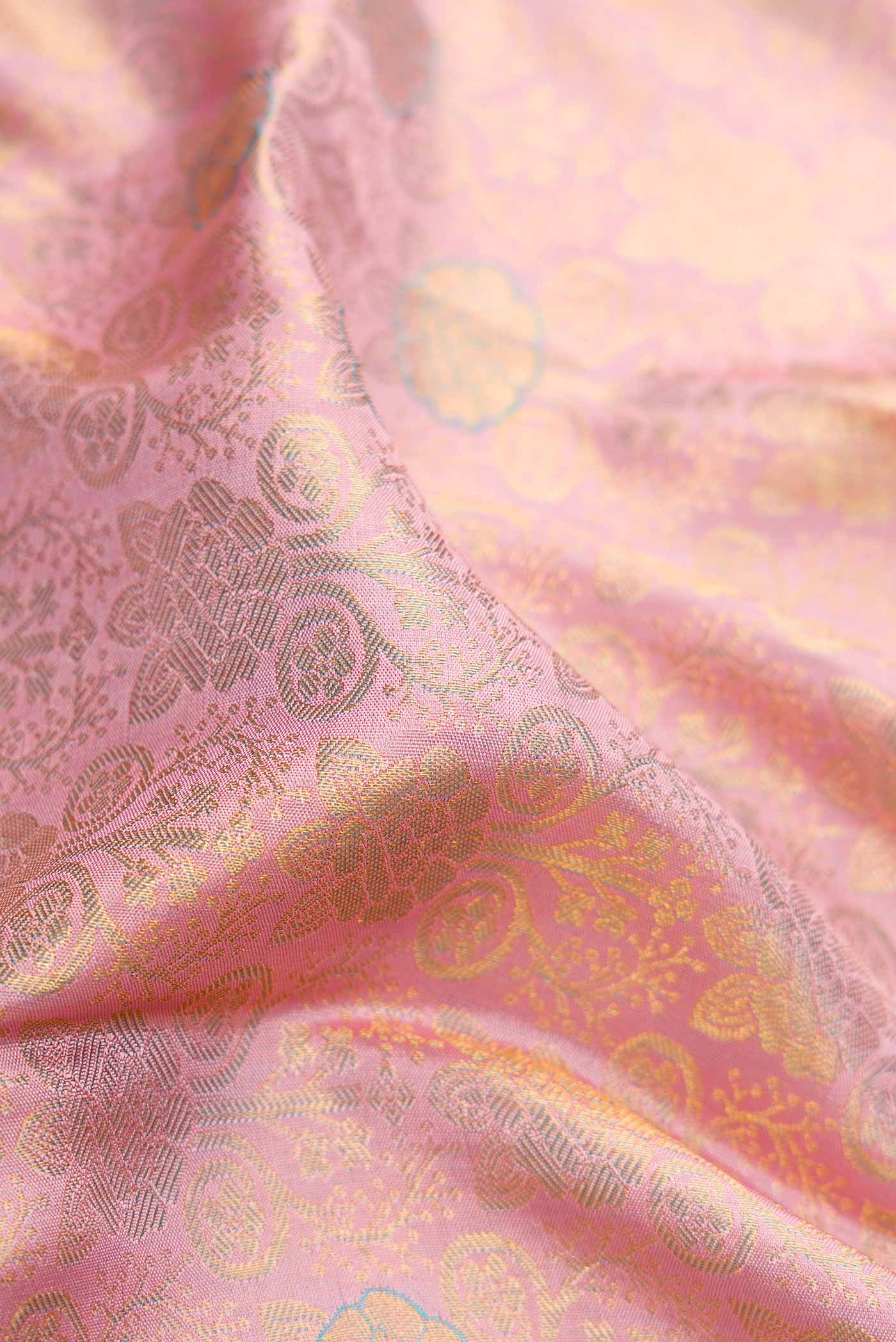 Rose Gold Kanchipuram Silk Saree - Image 3