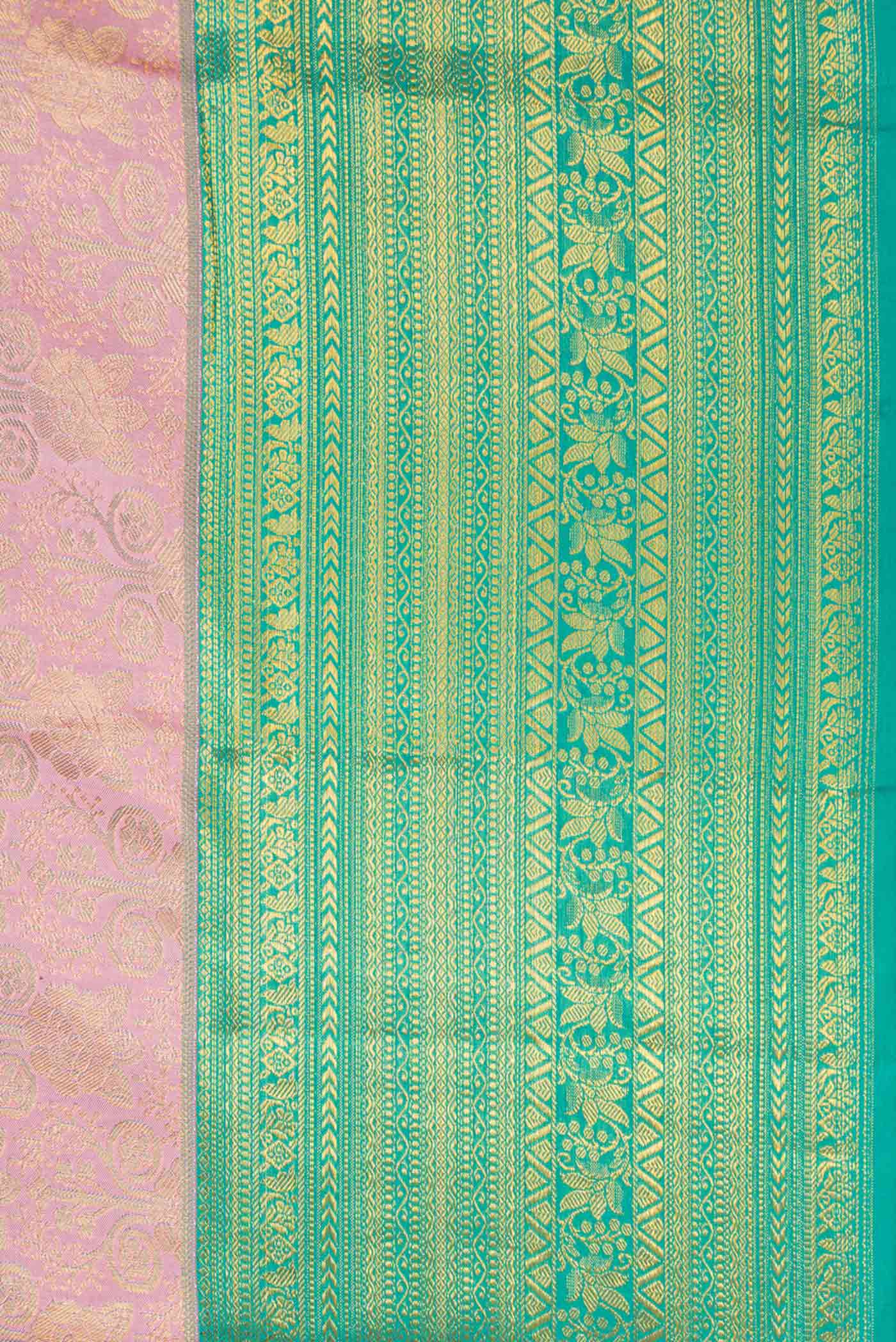 Rose Gold Kanchipuram Silk Saree - Image 4