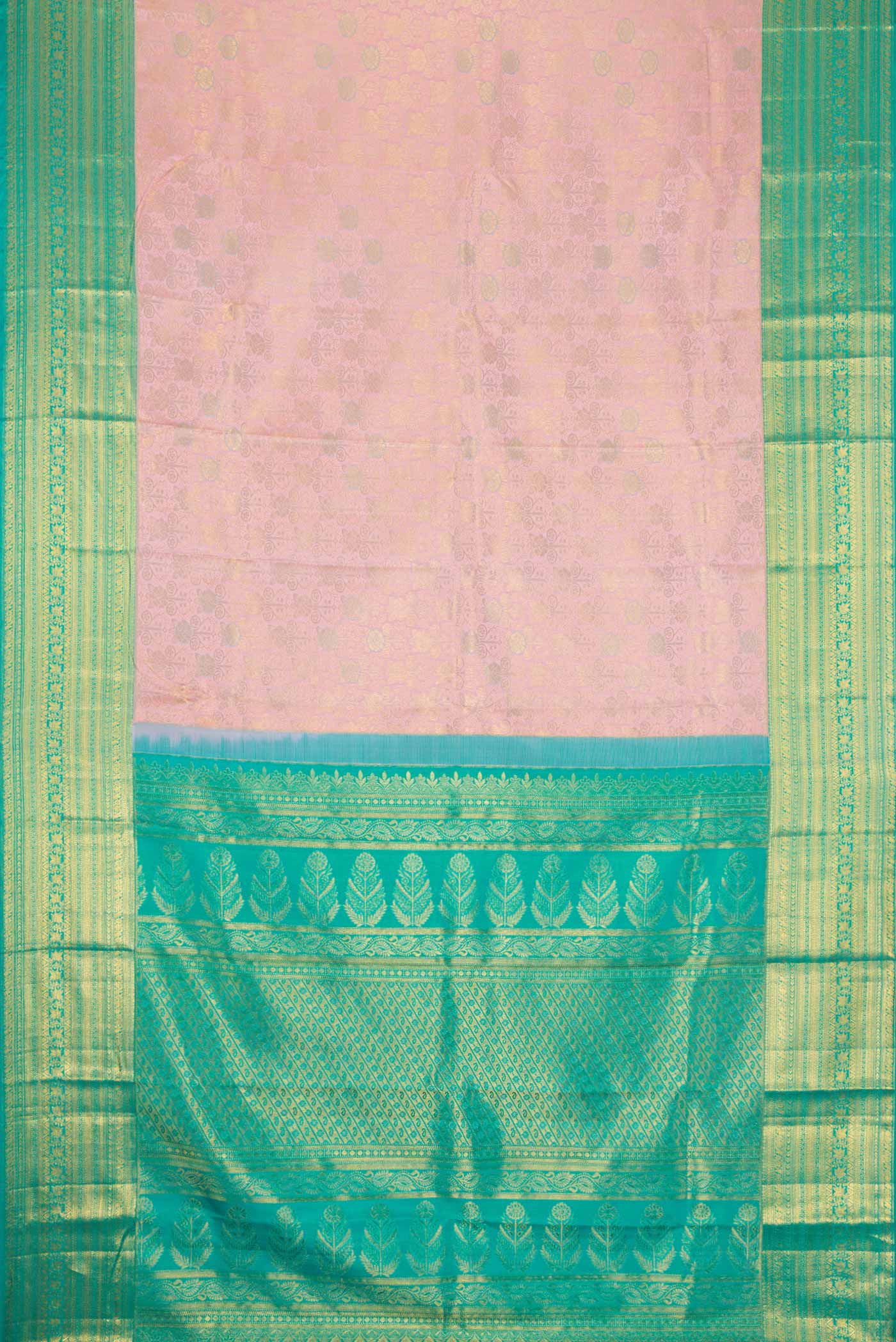 Rose Gold Kanchipuram Silk Saree - Image 7