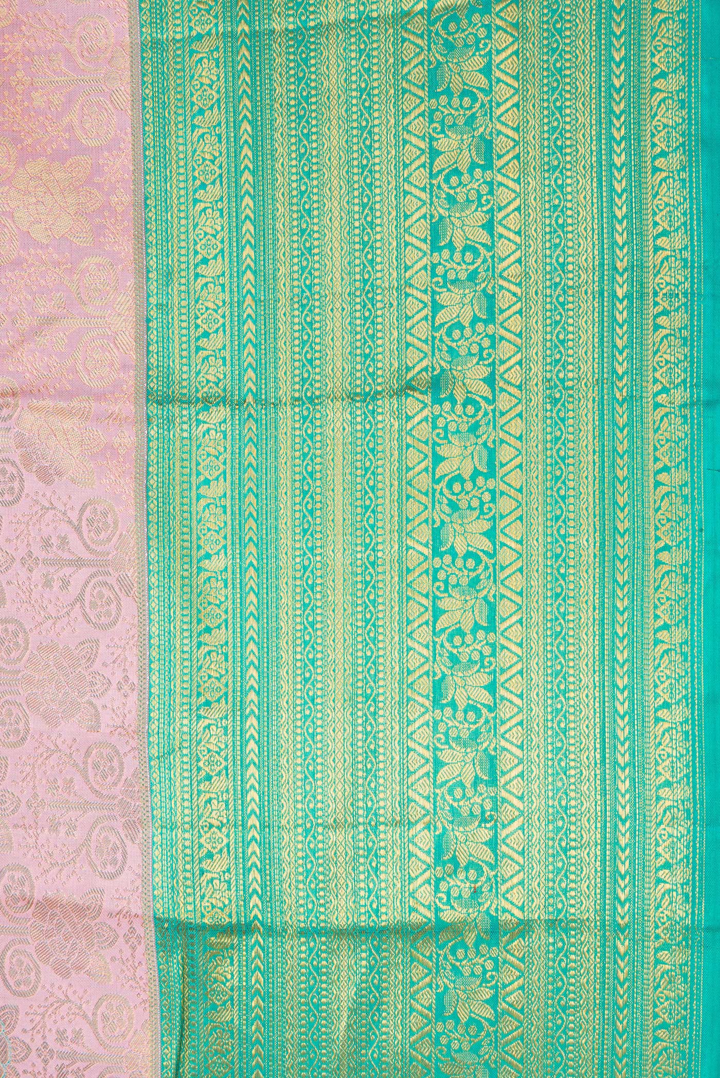 Rose pink Dual Tone Kanchipuram Silk Saree - Image 3