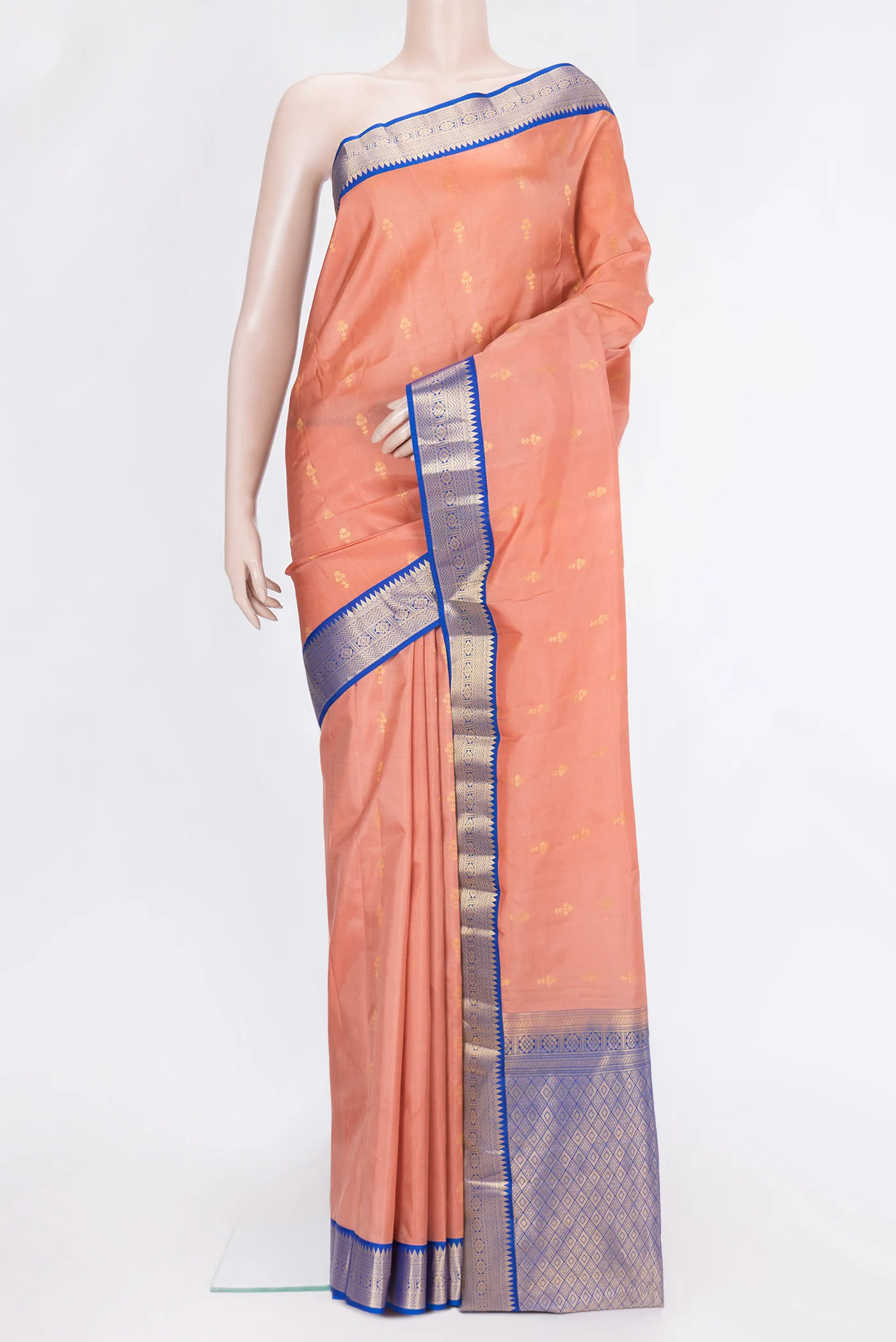 Coral Kanchipuram Silk Saree