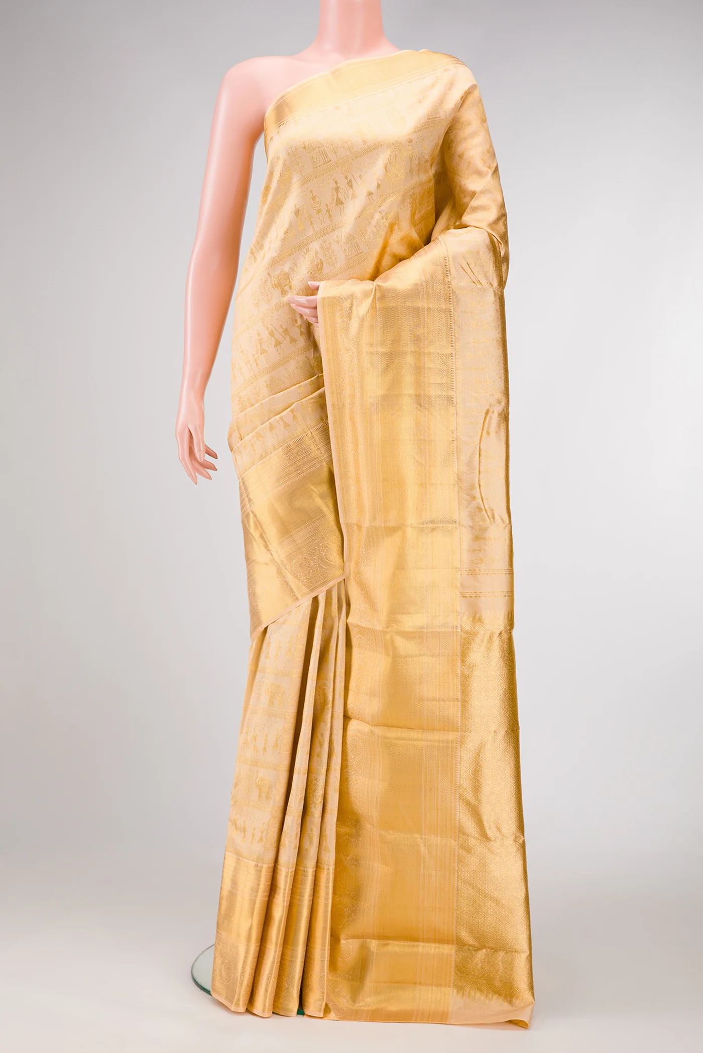Sandal Kanchipuram Silk Saree