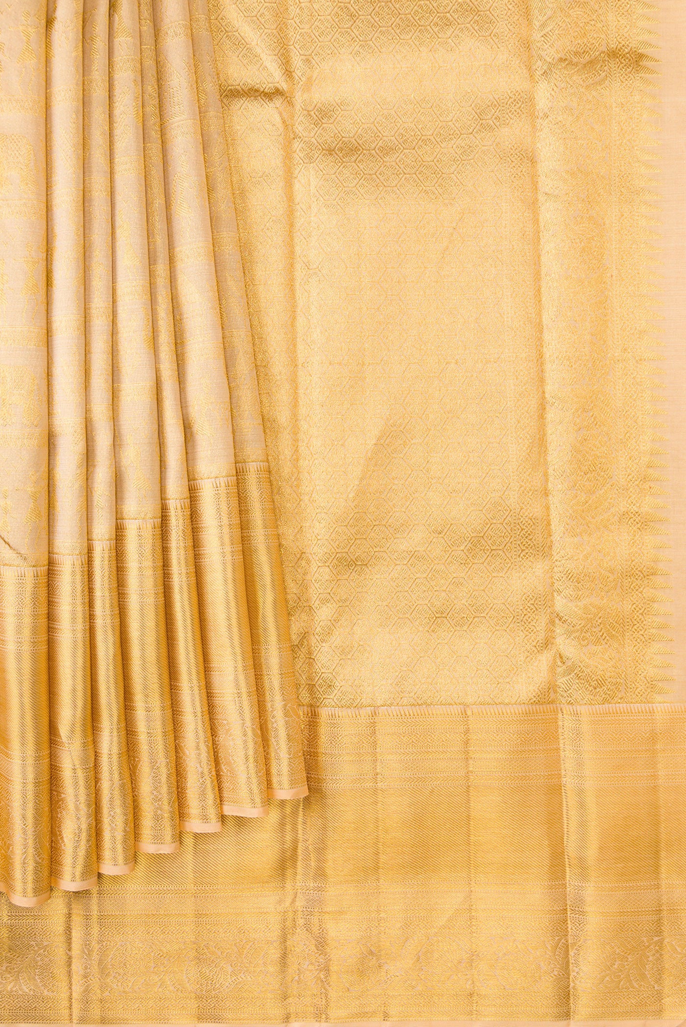Sandal Kanchipuram Silk Saree - Image 4