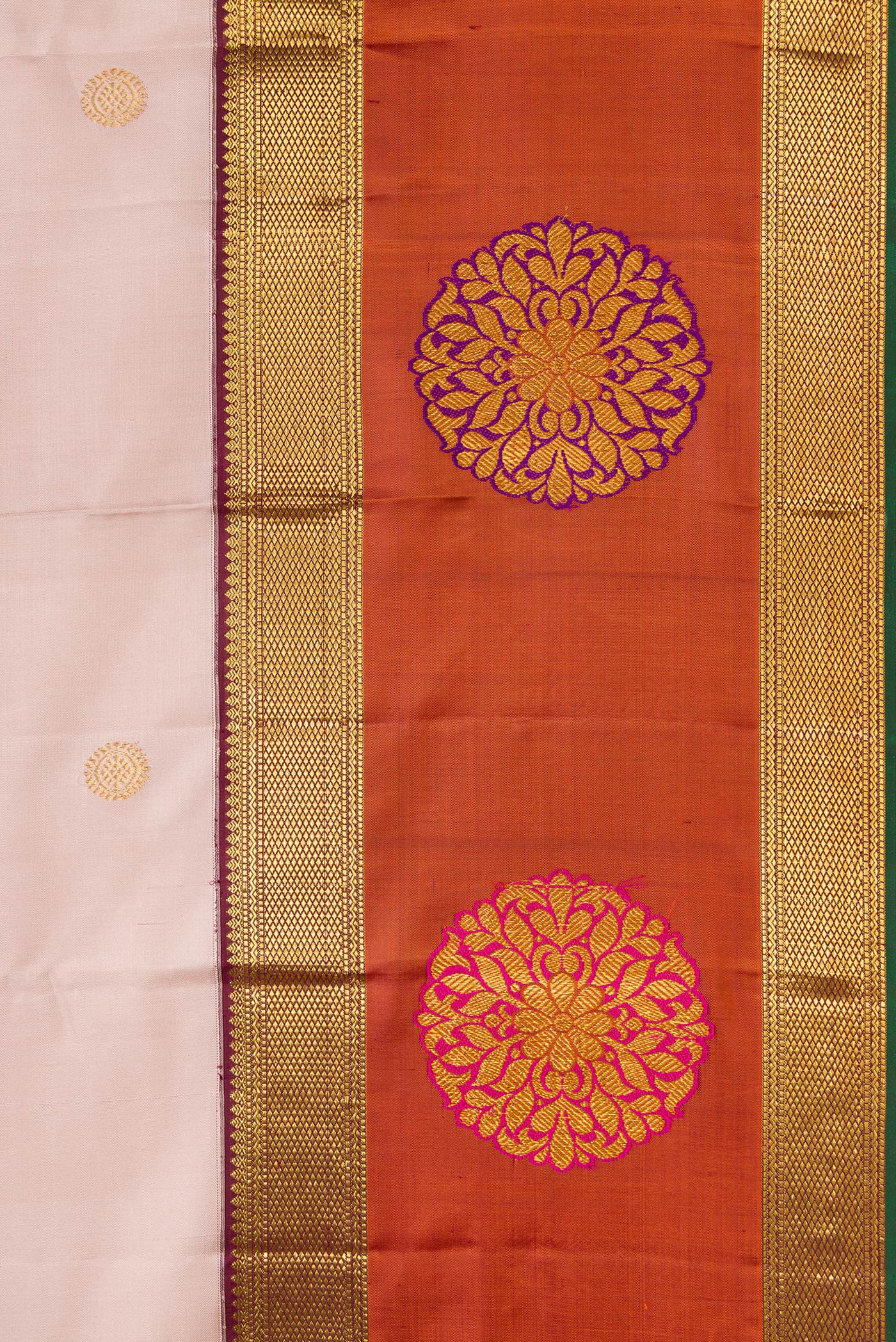 Rose Gold Kanjivaram Silk Saree - Image 3
