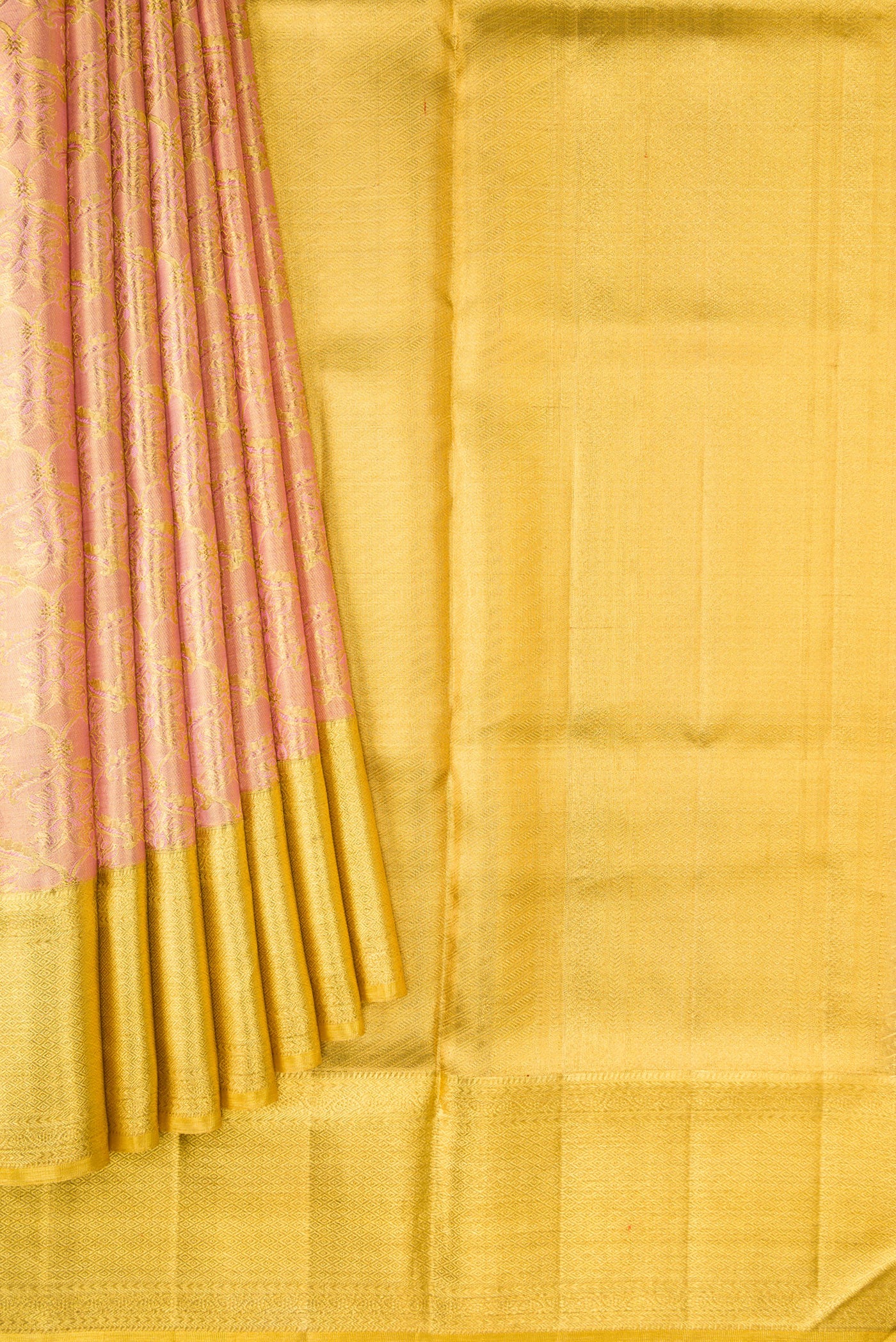 Coral Dual Tone Kanjivaram Tissue Silk Saree - Image 4
