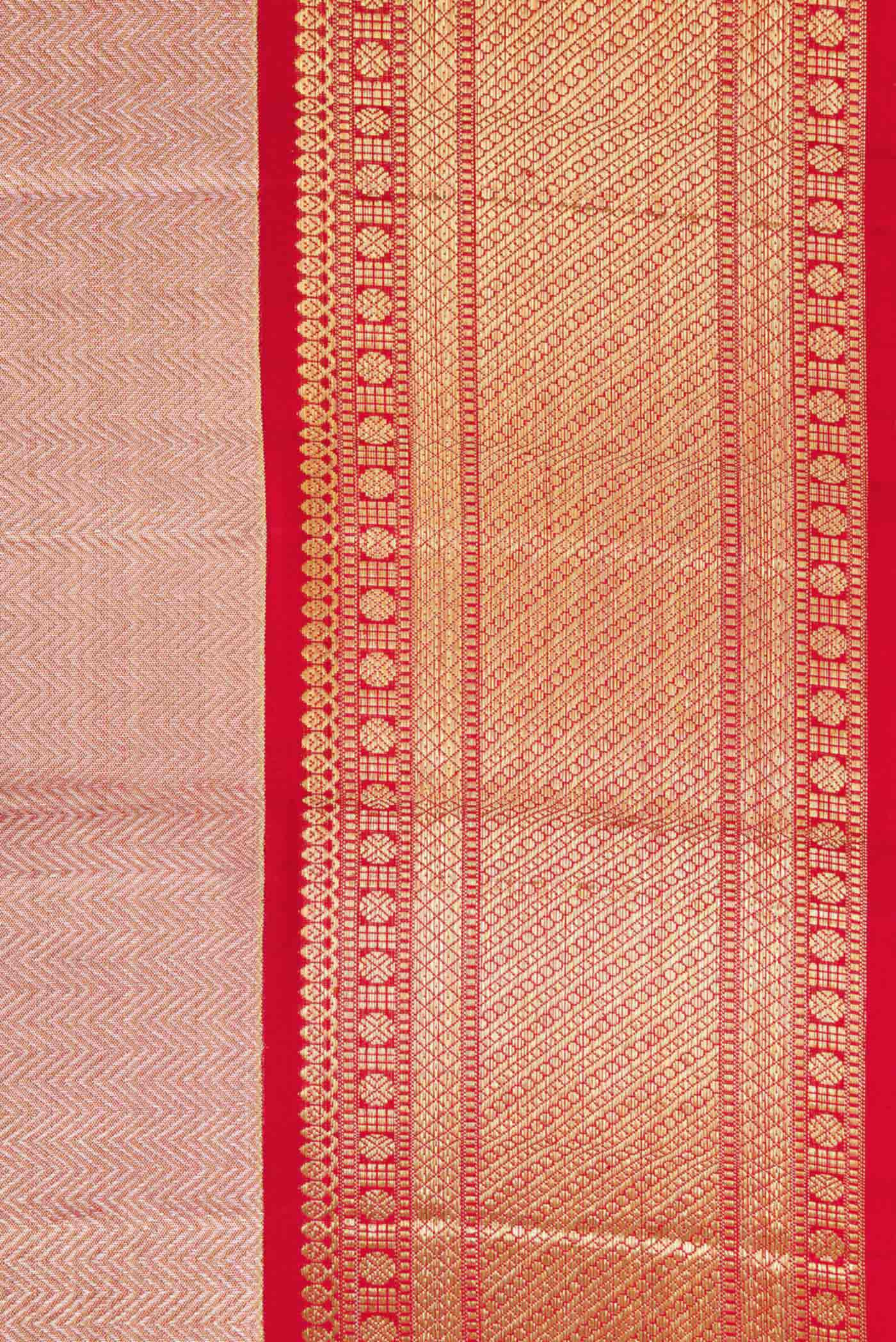 Rose Gold Dual Tone Kanjivaram Tissue Silk Saree - Image 3
