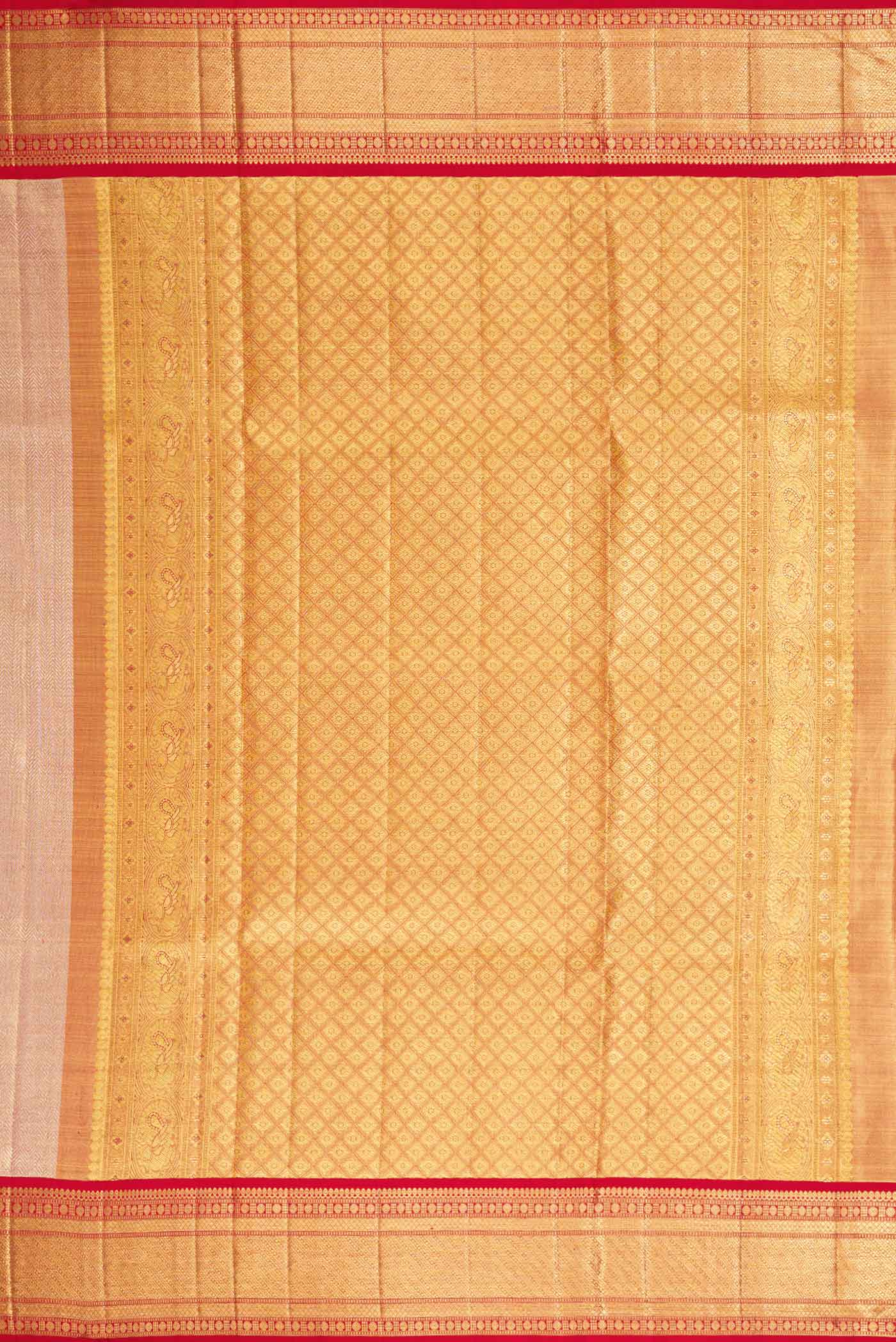 Rose Gold Dual Tone Kanjivaram Tissue Silk Saree - Image 7