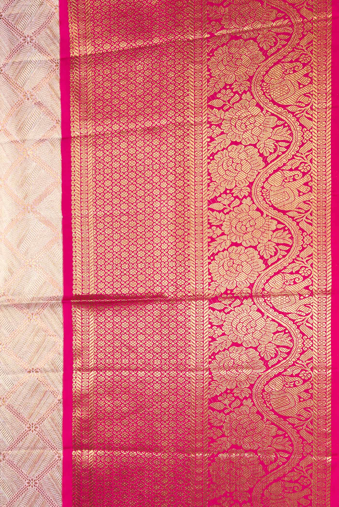 Rose Gold Dual Tone Kanjivaram Tissue Silk Saree - Image 3