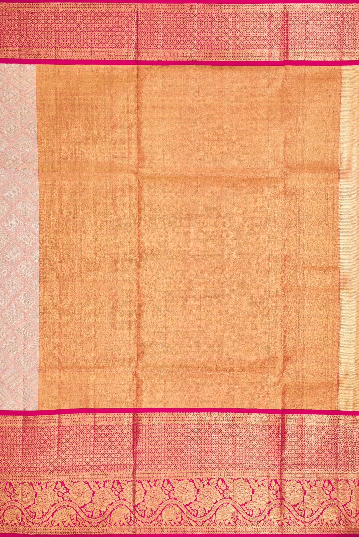Rose Gold Dual Tone Kanjivaram Tissue Silk Saree - Image 7
