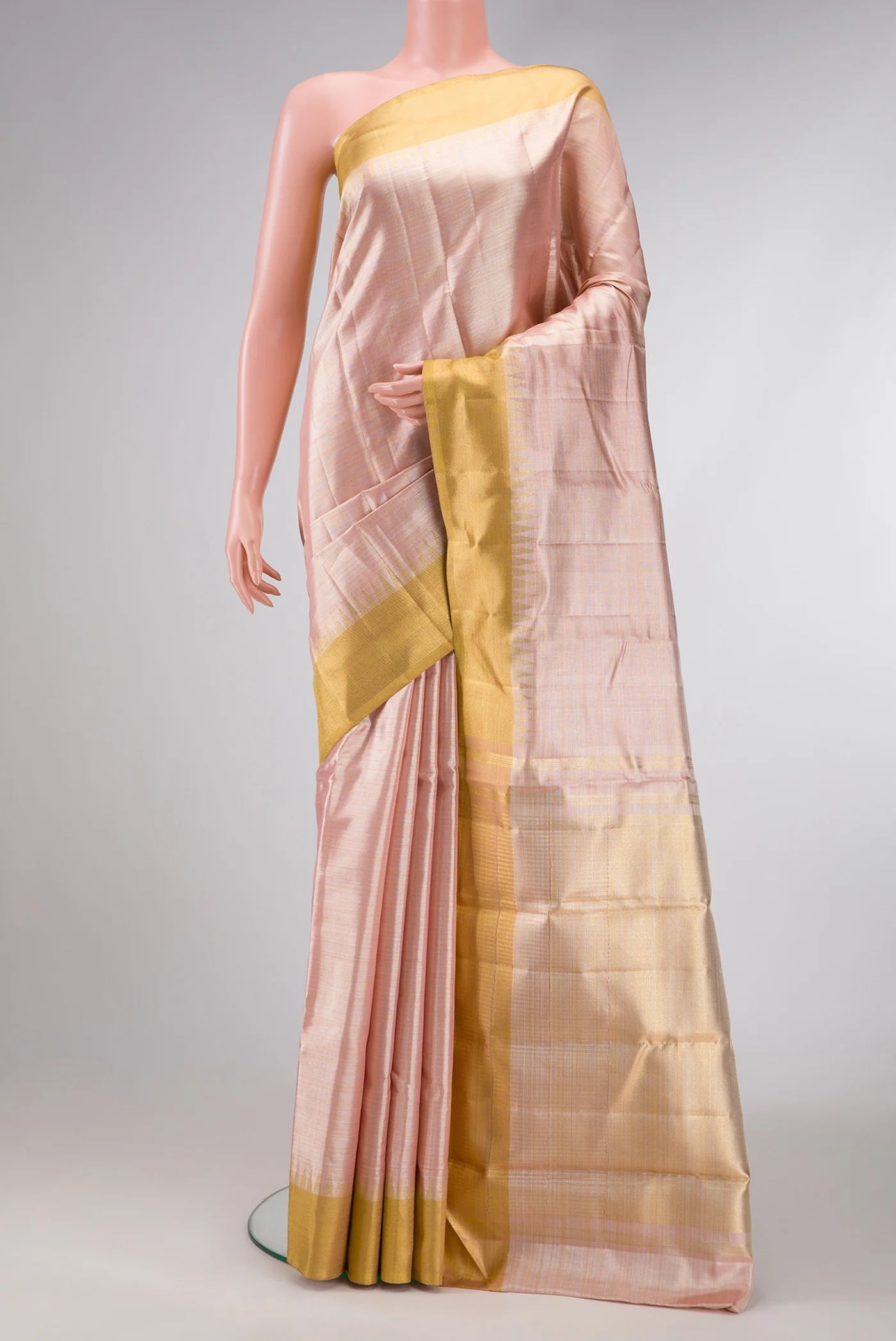 Rose pink Dual Tone Kanjivaram Tissue Silk Saree