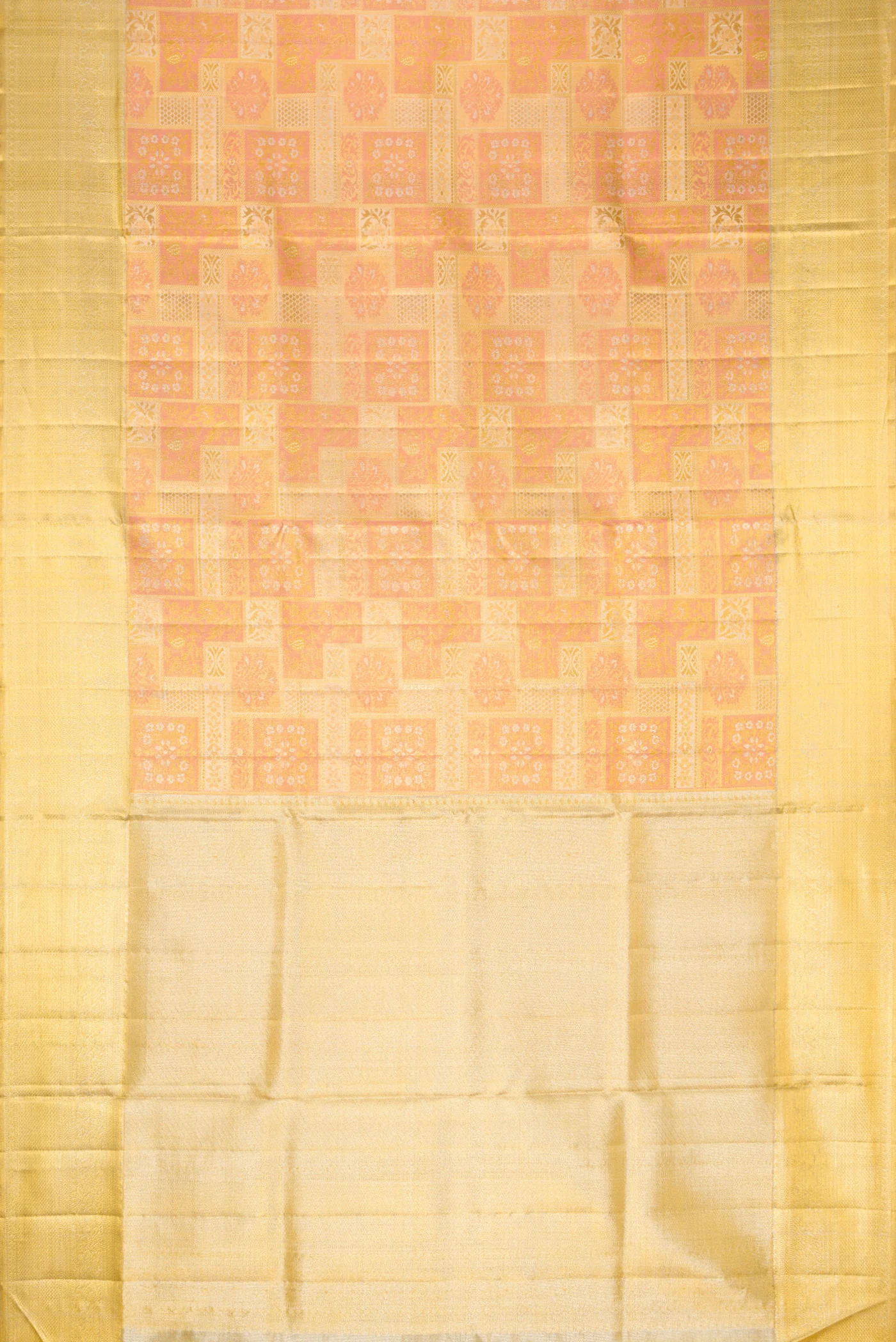 Rose Gold Dual Tone Kanjivaram Tissue Silk Saree - Image 6