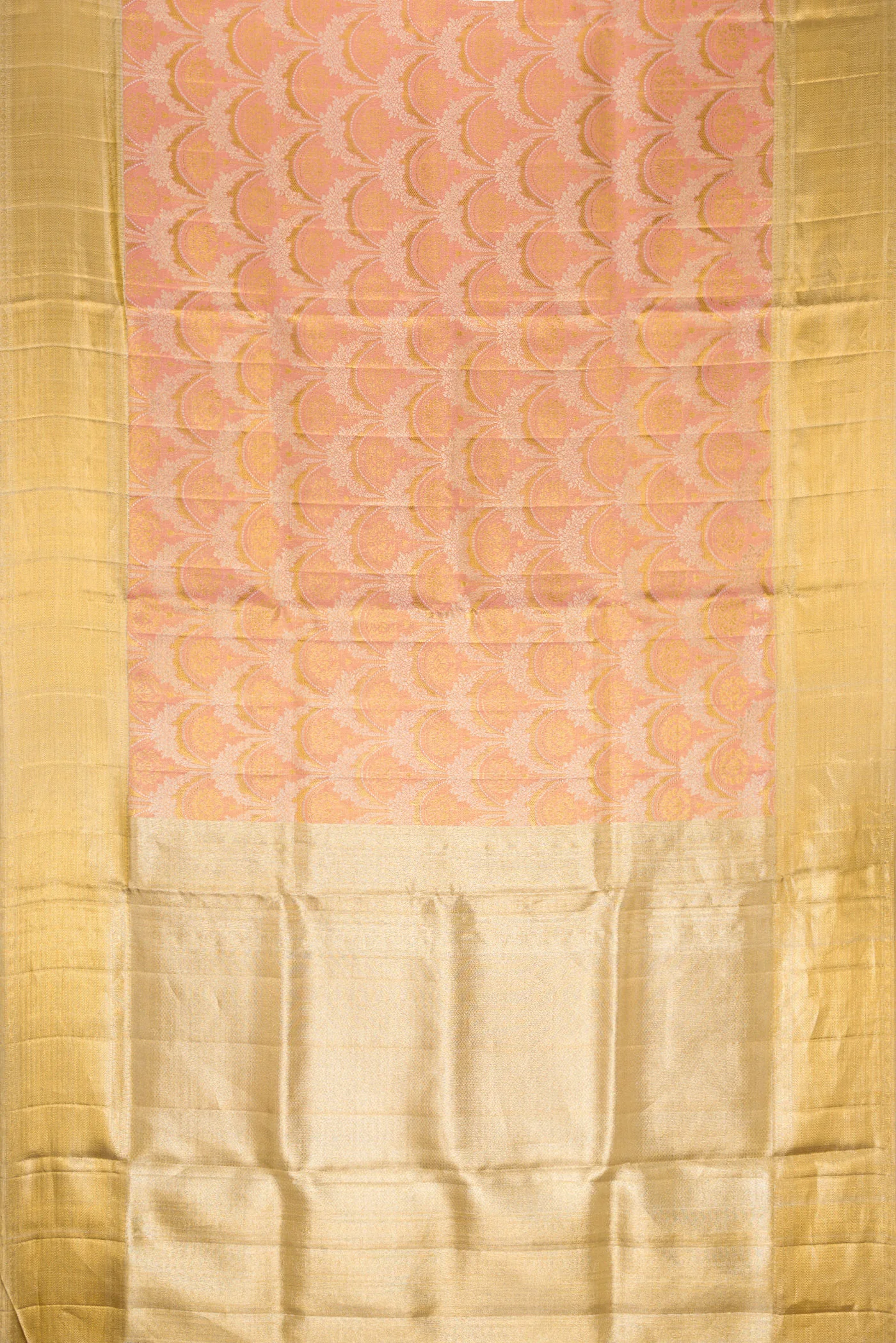Peach Dual Tone Kanjivaram Tissue Silk Saree - Image 6