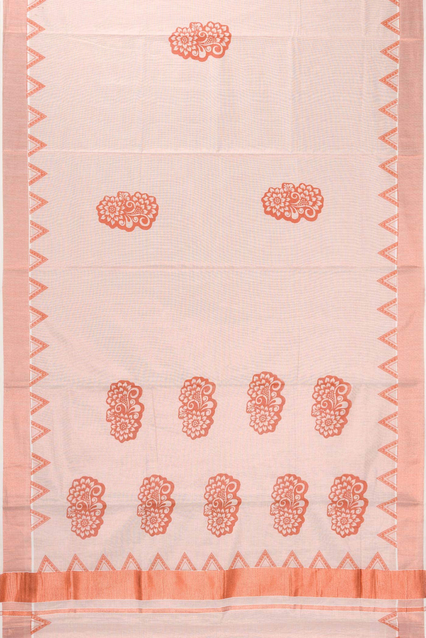 Rose Gold Dual Tone Kerala Cotton Saree - Image 2