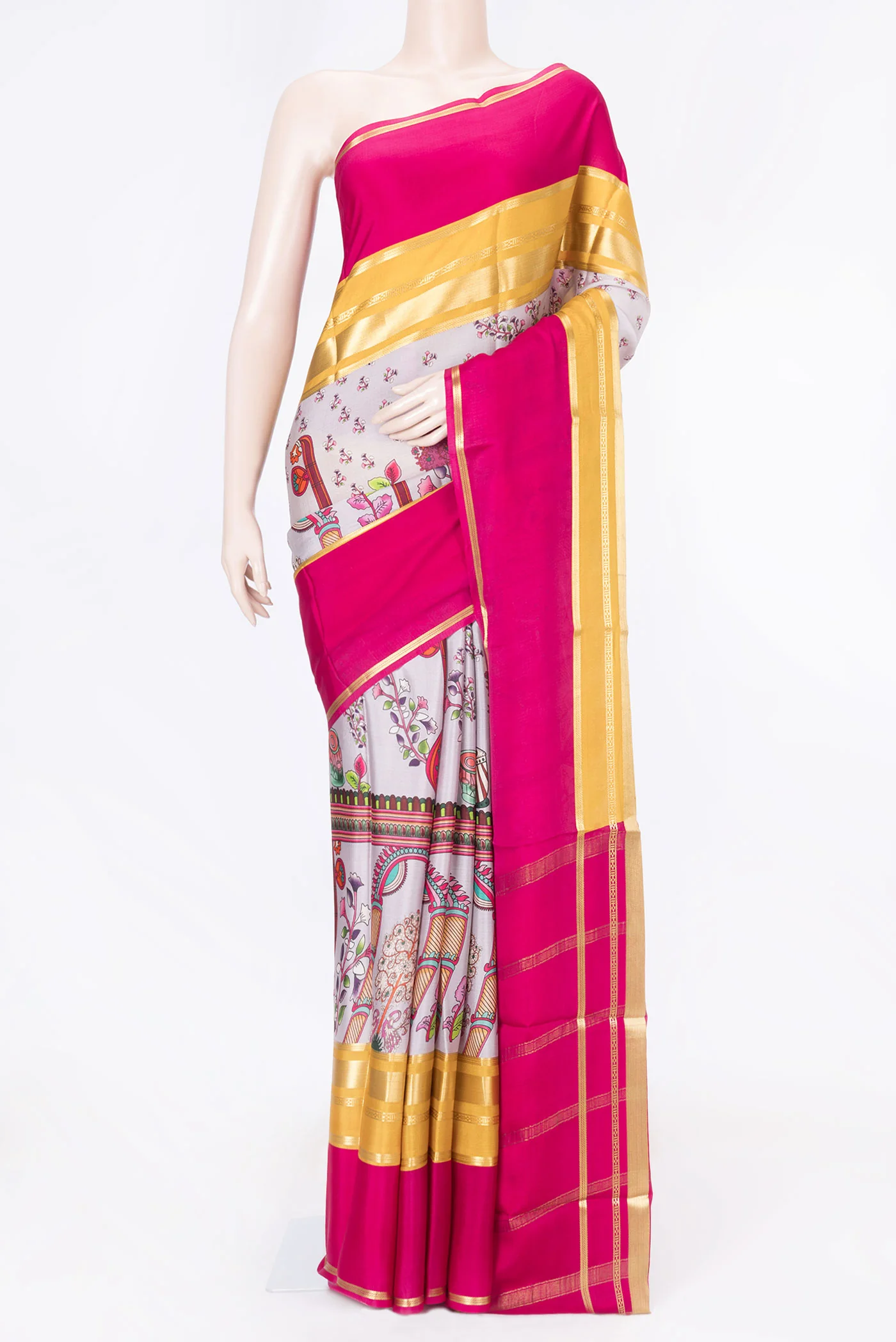 Rose Gold Dual Tone Mysore Crepe Saree