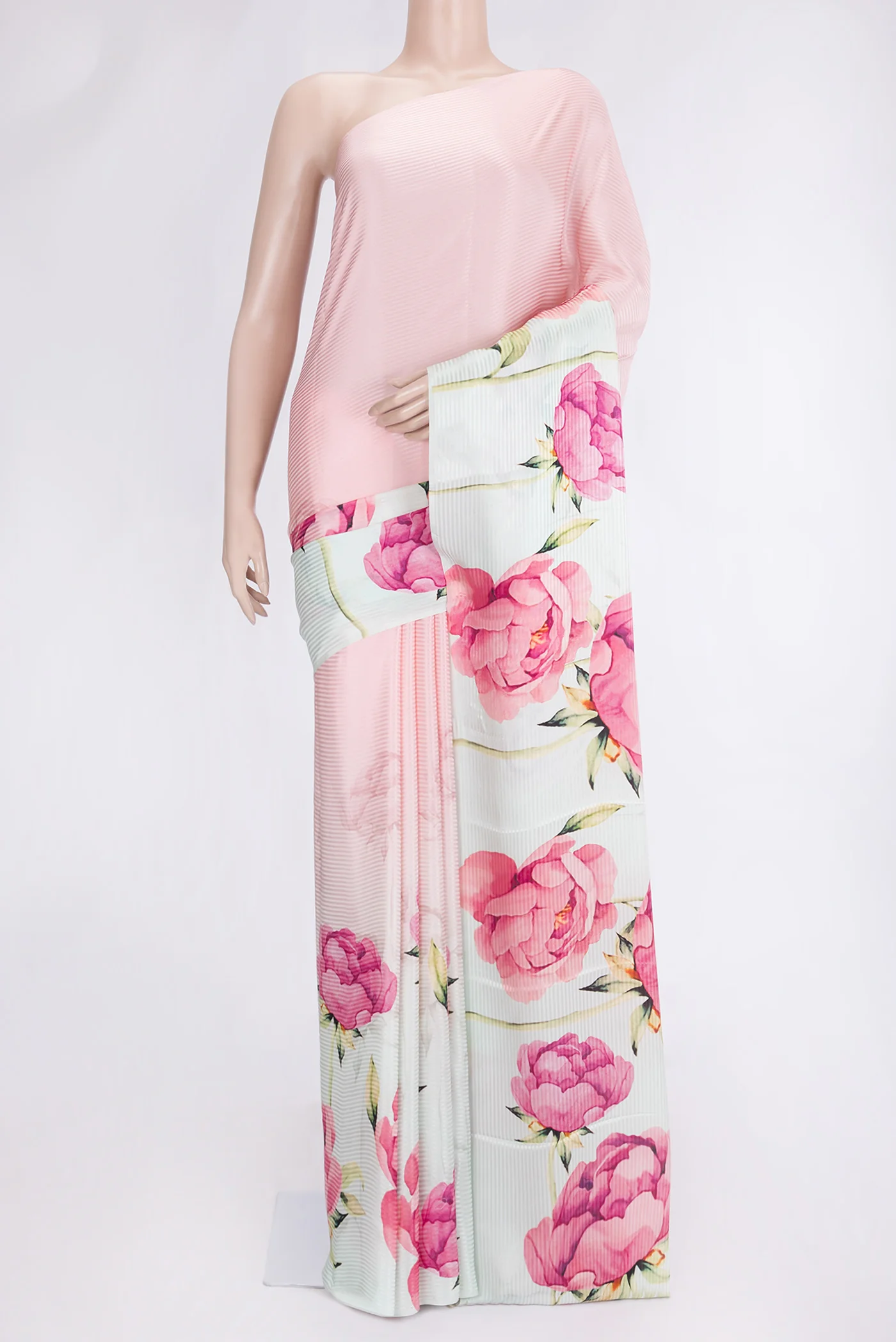 Rose pink Satin Silk Saree