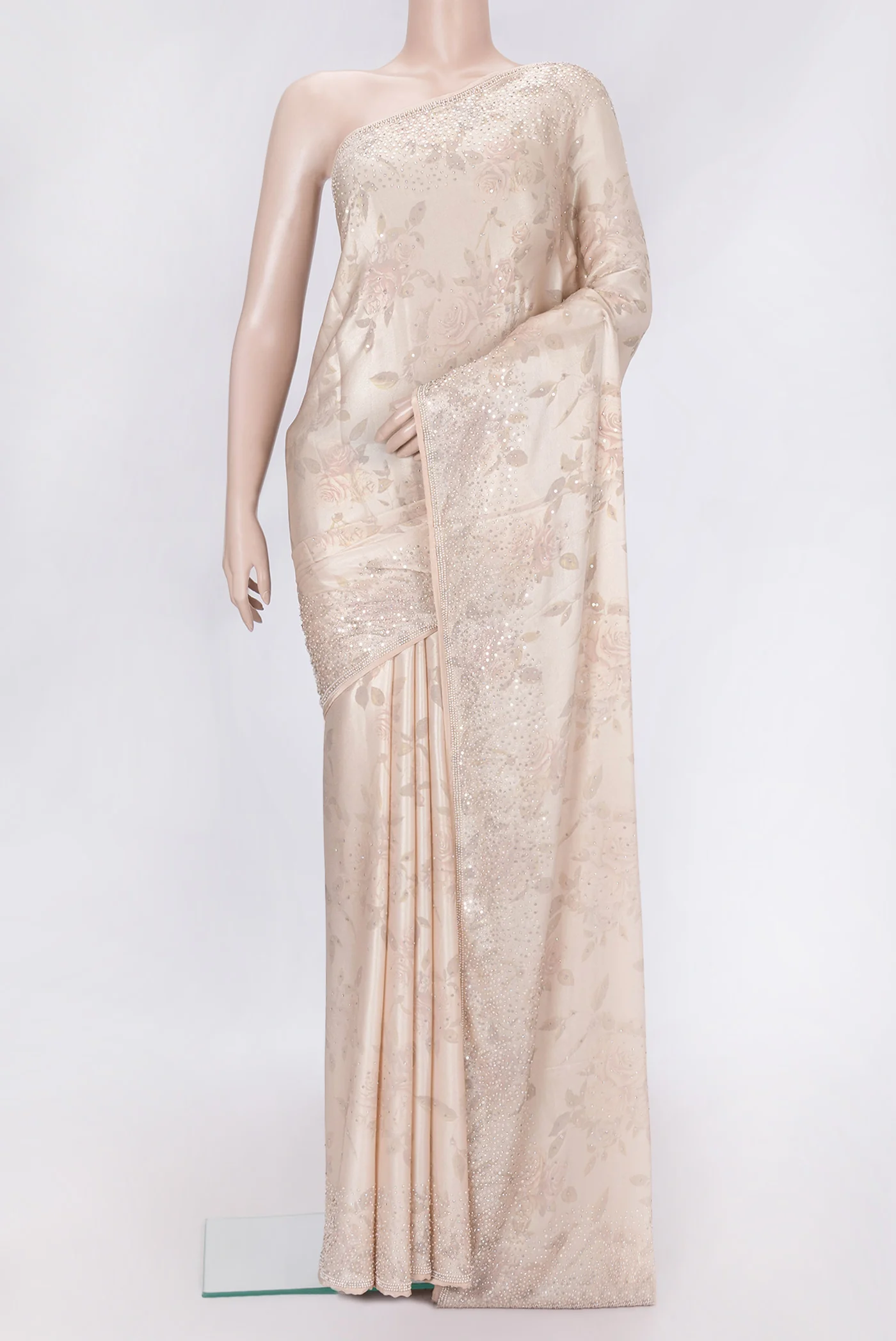 Rose Gold Satin Silk Saree
