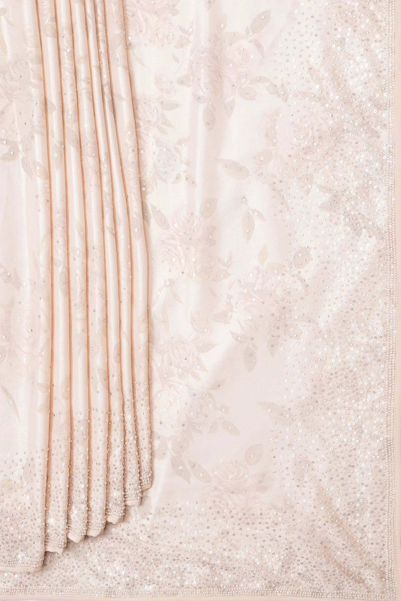 Rose Gold Satin Silk Saree - Image 4