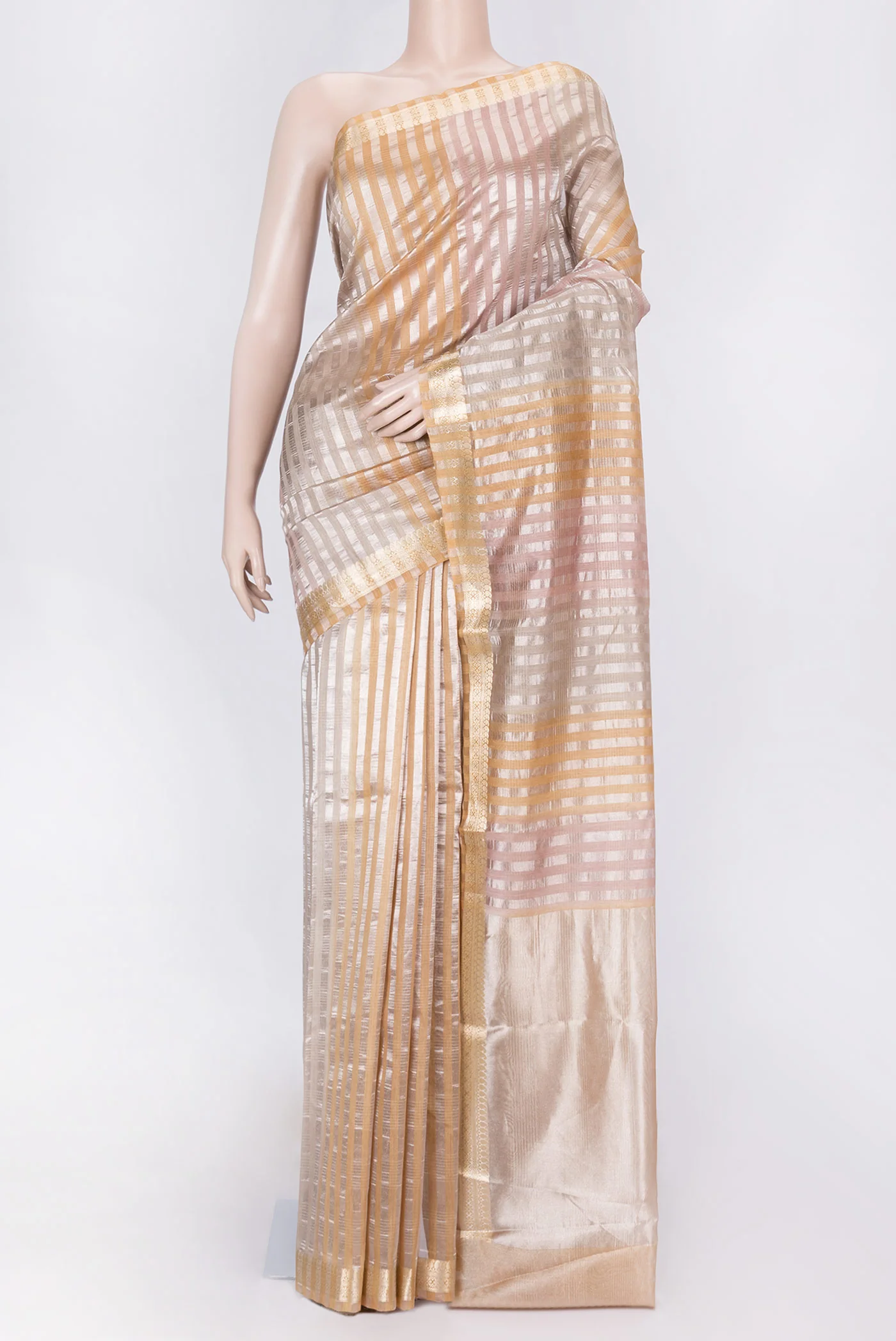 Rose Gold Dual Tone Organza Silk Saree
