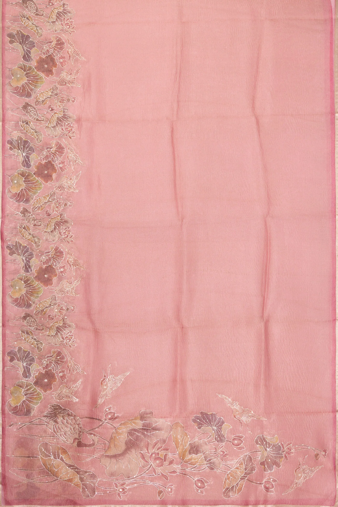 Rose Gold Organza Silk Saree - Image 6