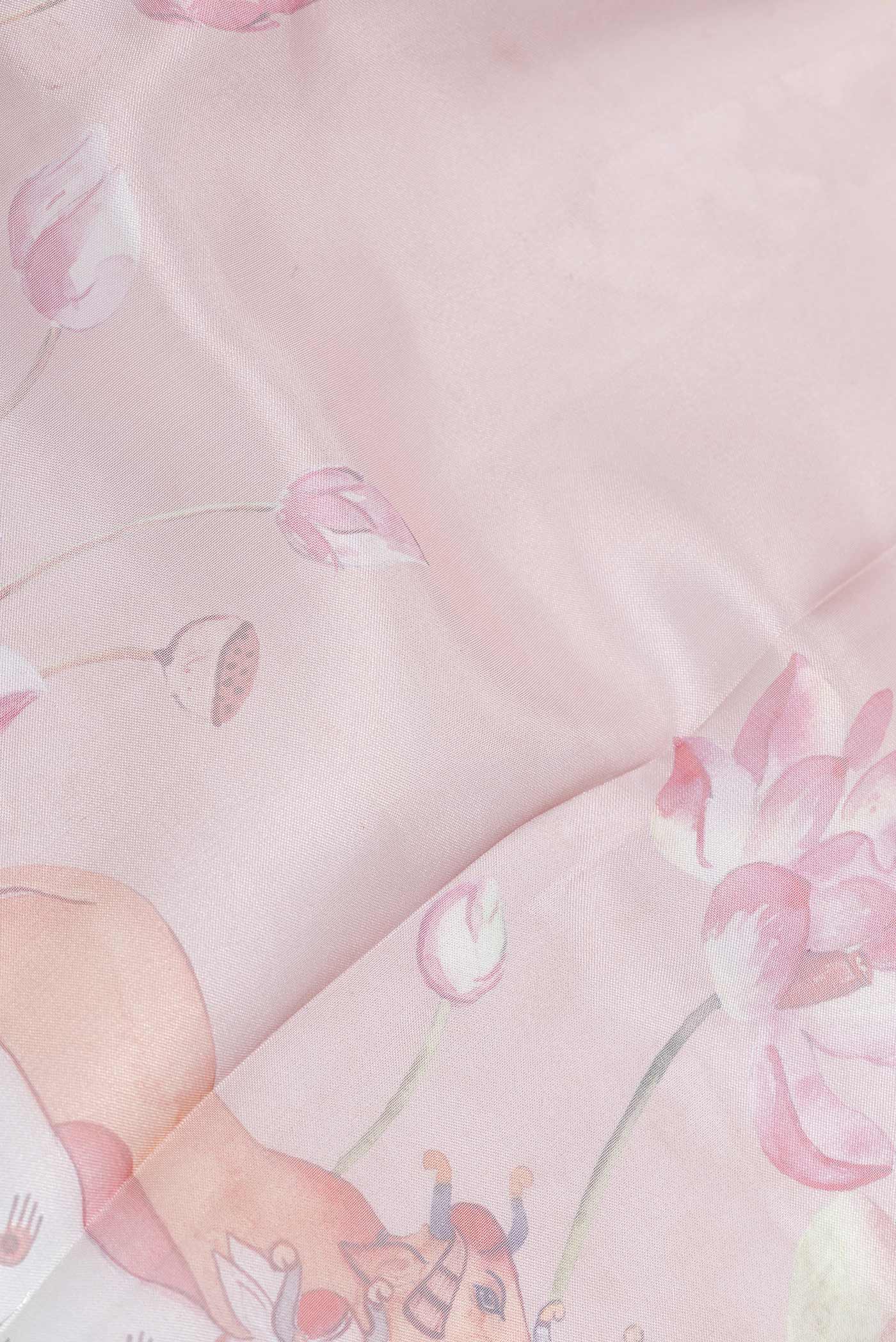 Rose Gold Dual Tone Organza Silk Saree - Image 2