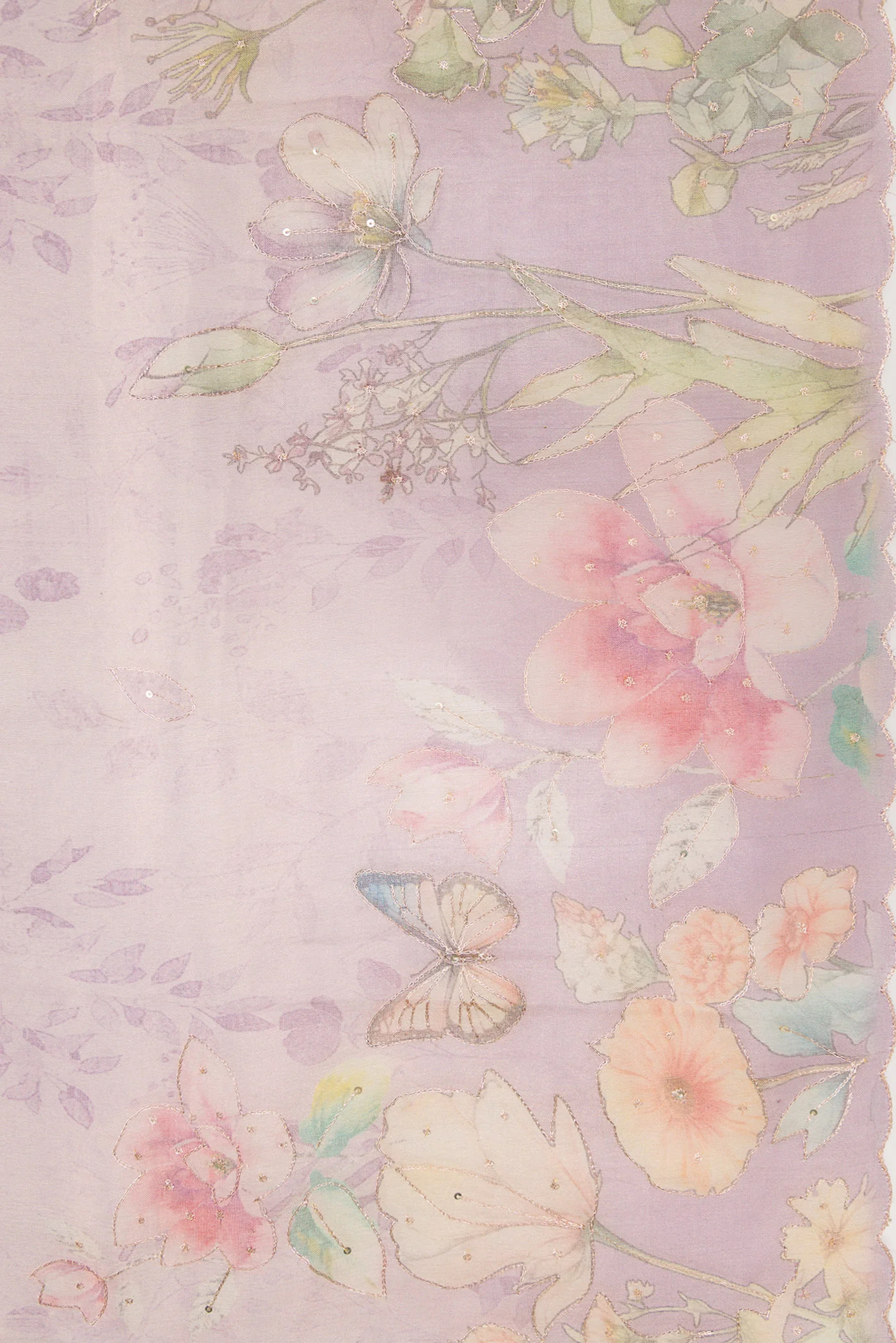 Lavender Organza Silk Saree - Image 3