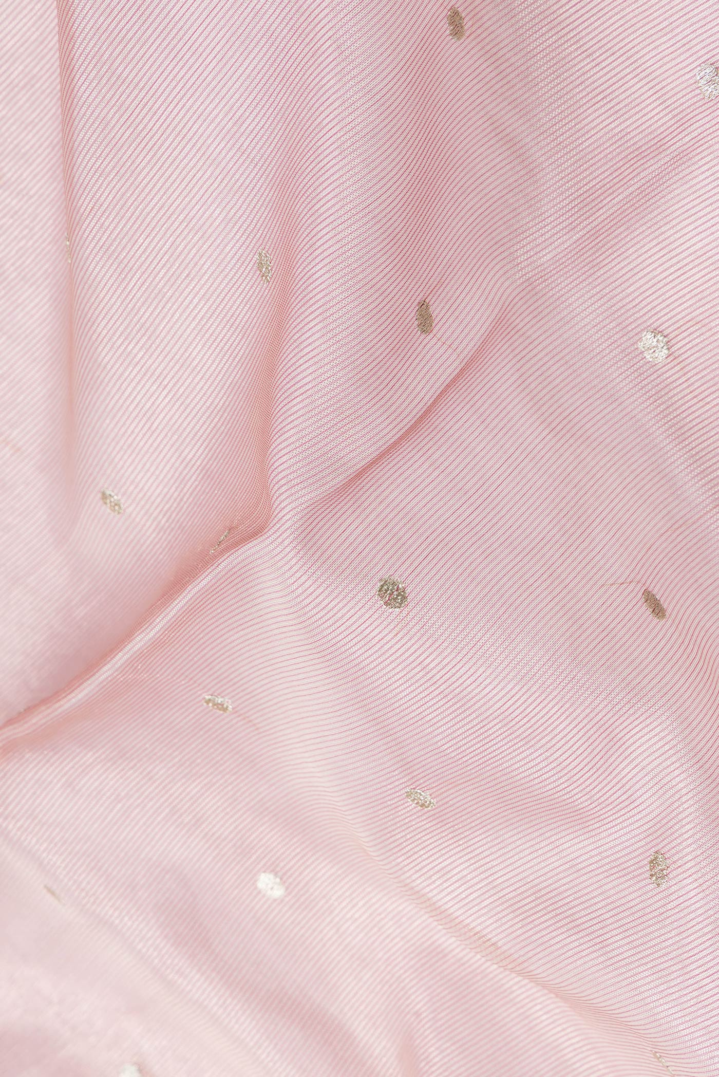 Rose Gold Dual Tone Organza Silk Saree - Image 2