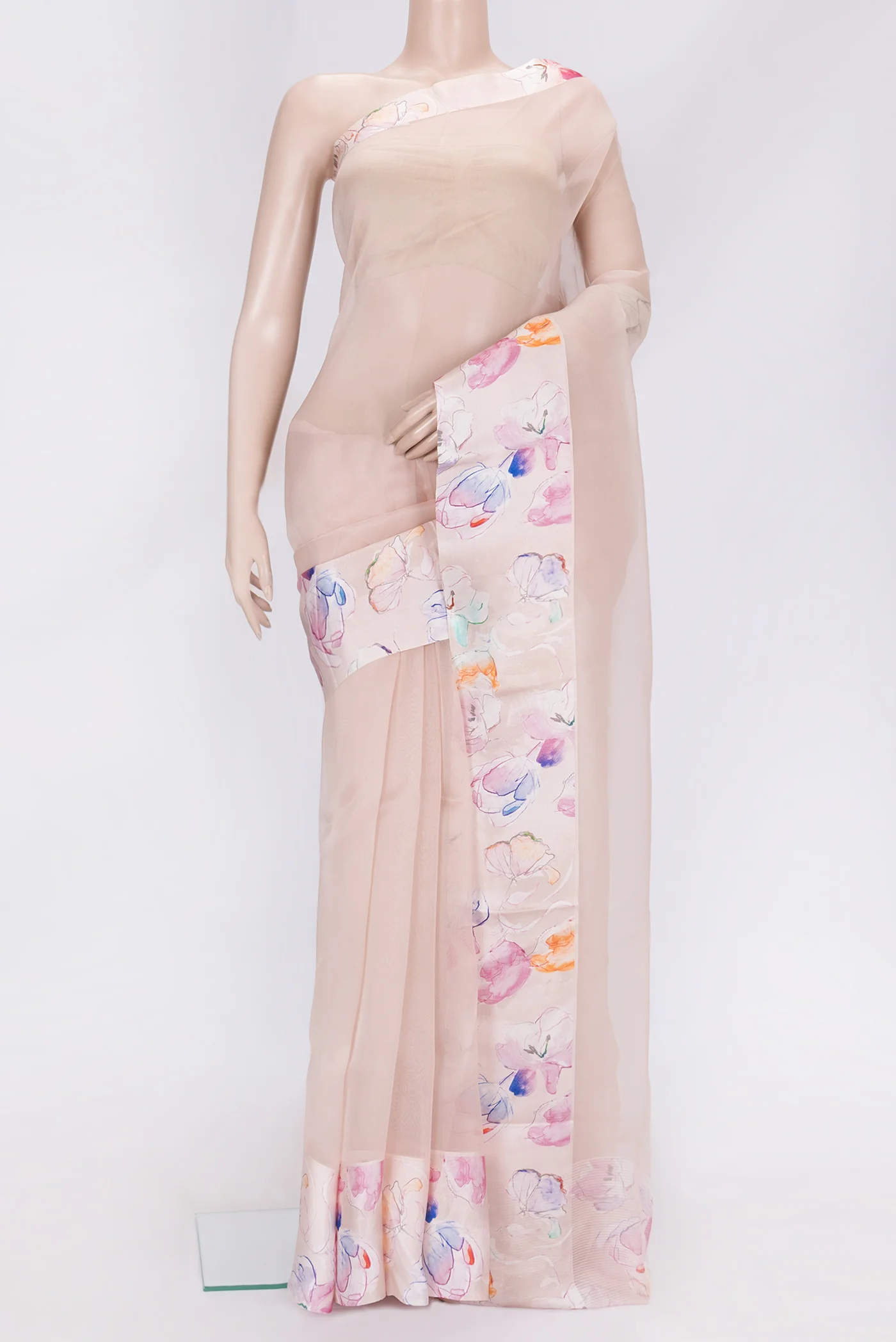 Rose Gold Organza Silk Saree