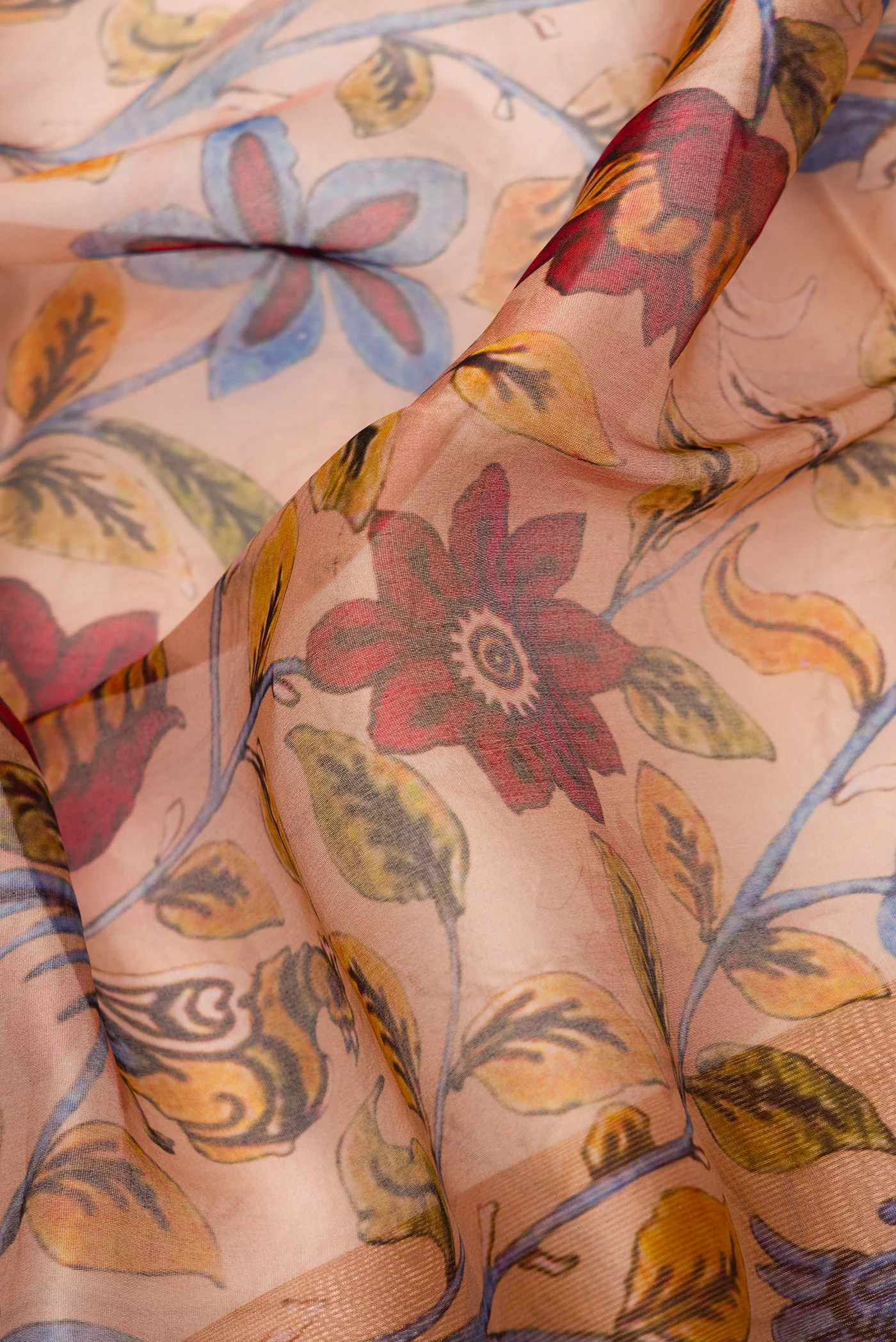 Rose Gold Organza Silk Saree - Image 2