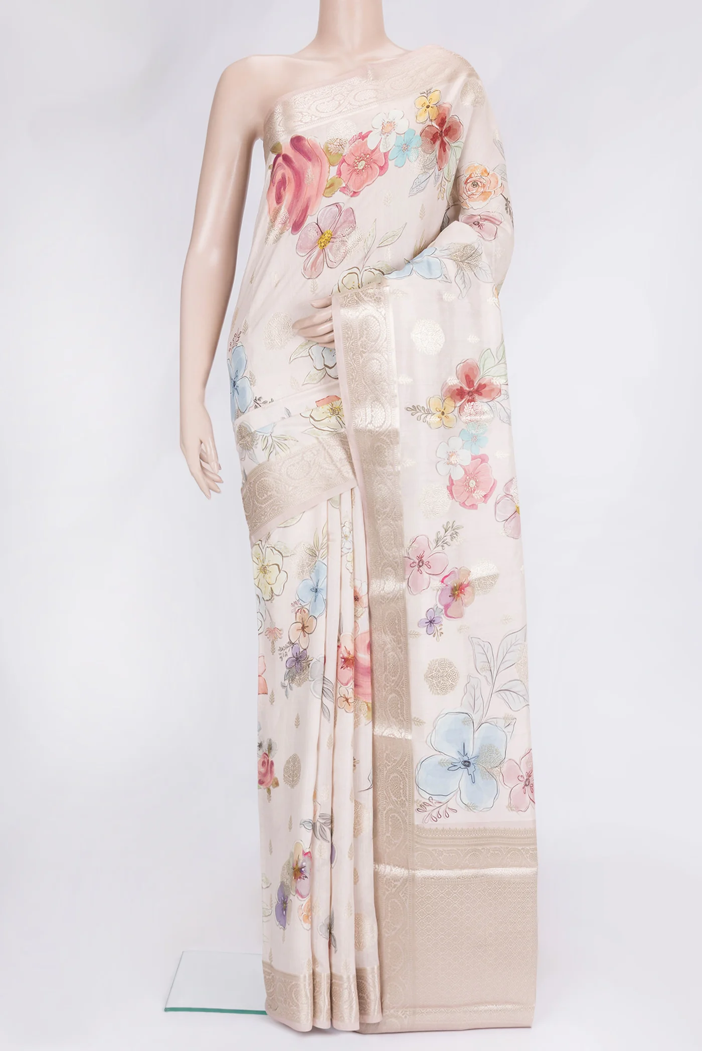 Rose Gold Tussar Silk Saree