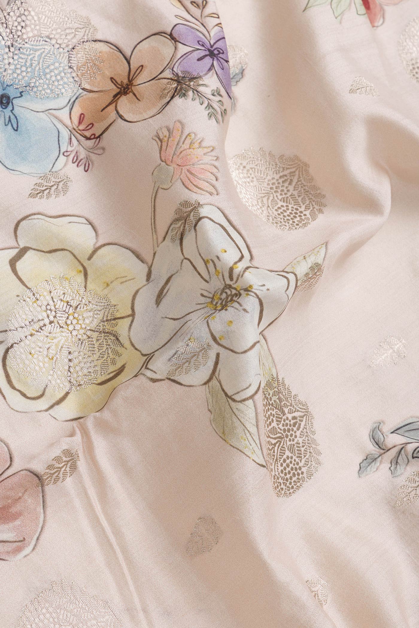 Rose Gold Tussar Silk Saree - Image 2