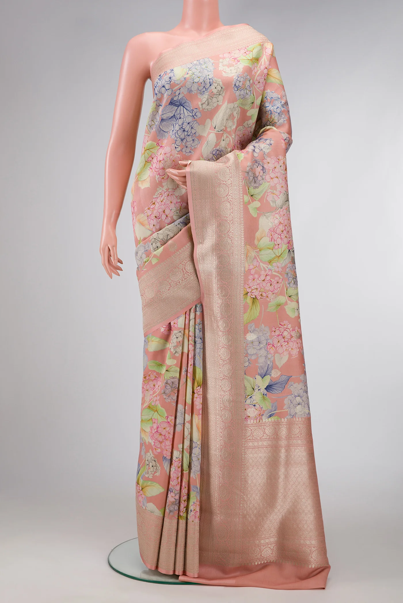 Rose Gold Tussar Silk Saree