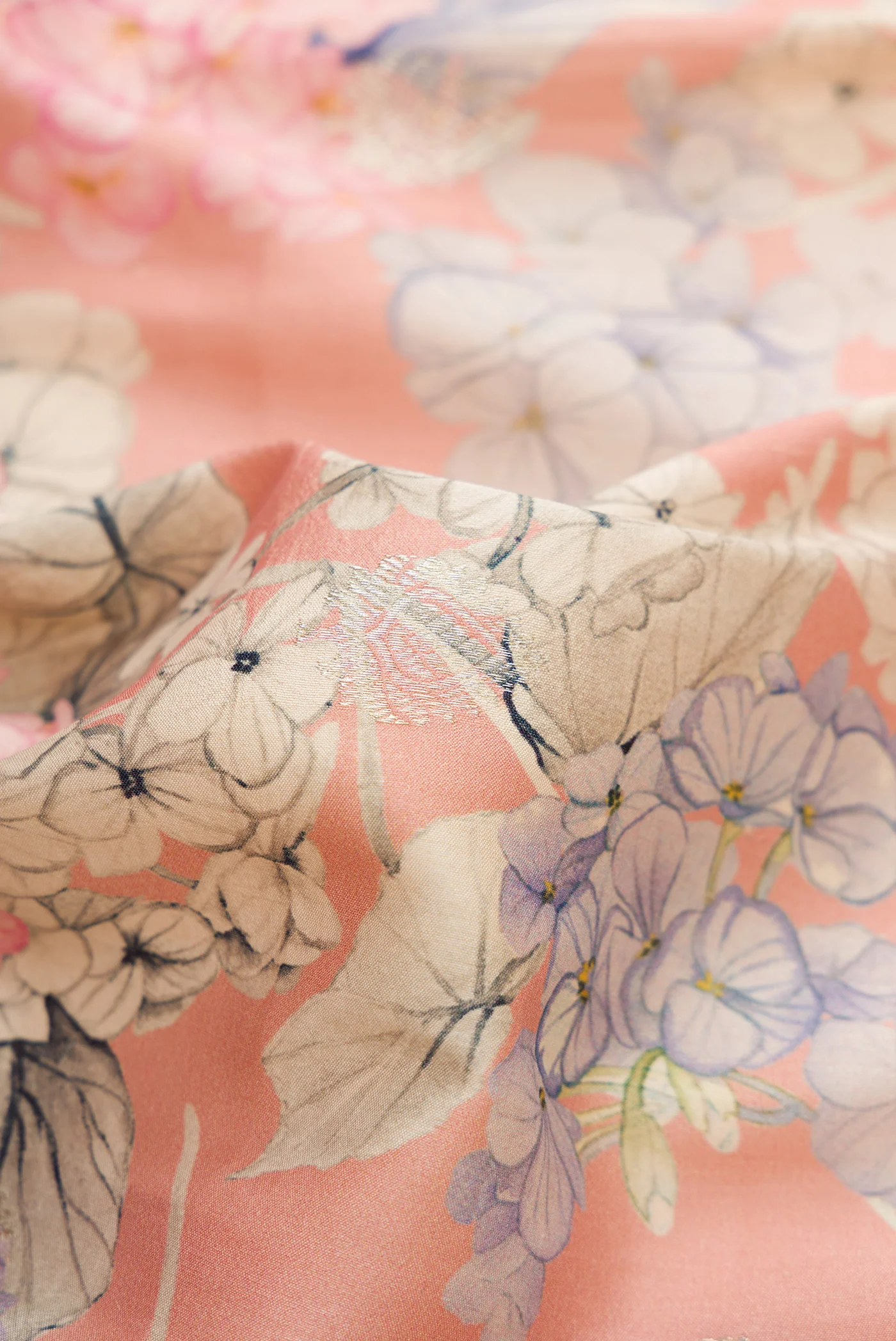 Rose Gold Tussar Silk Saree - Image 2