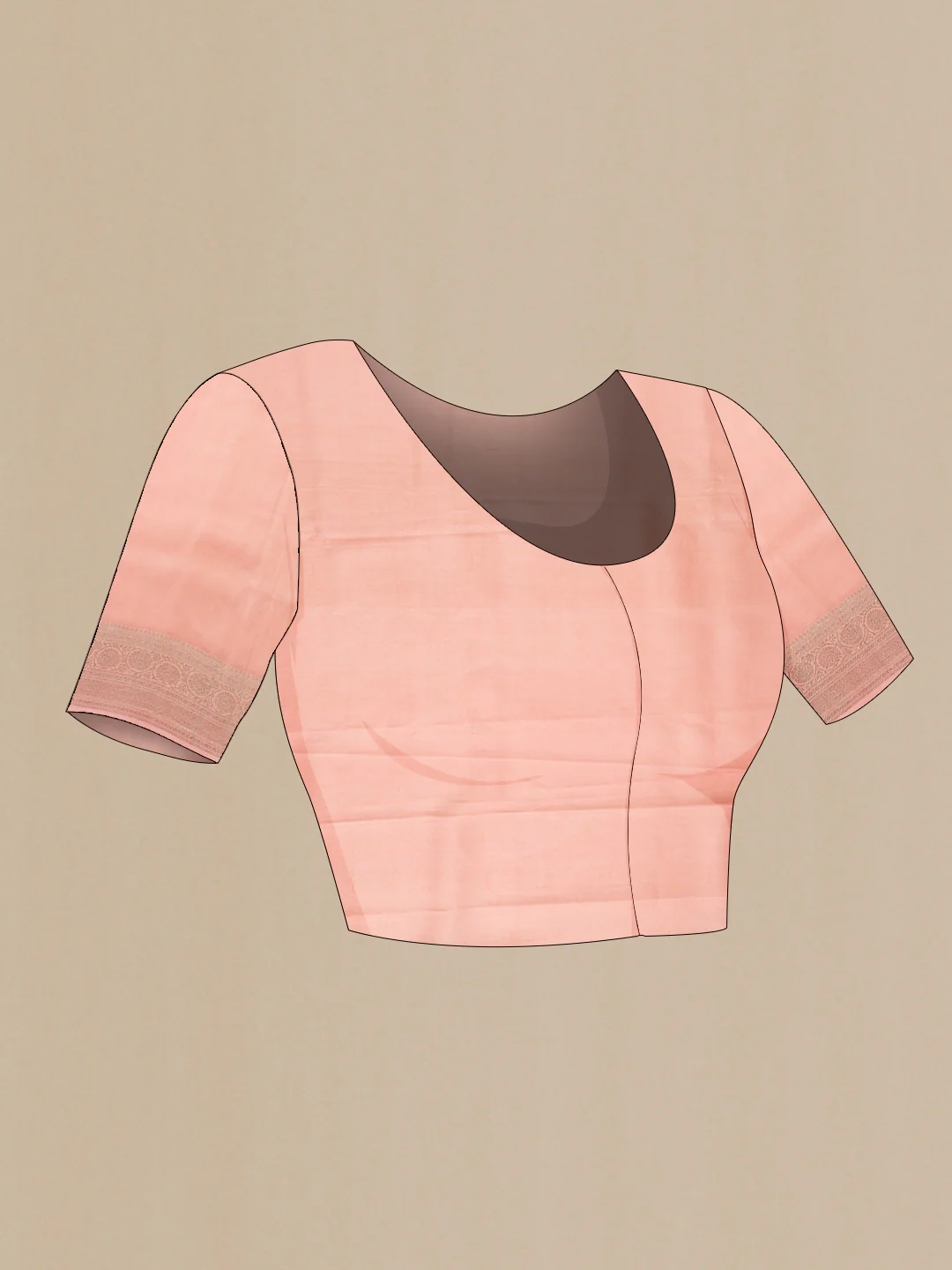 Rose Gold Tussar Silk Saree - Image 5