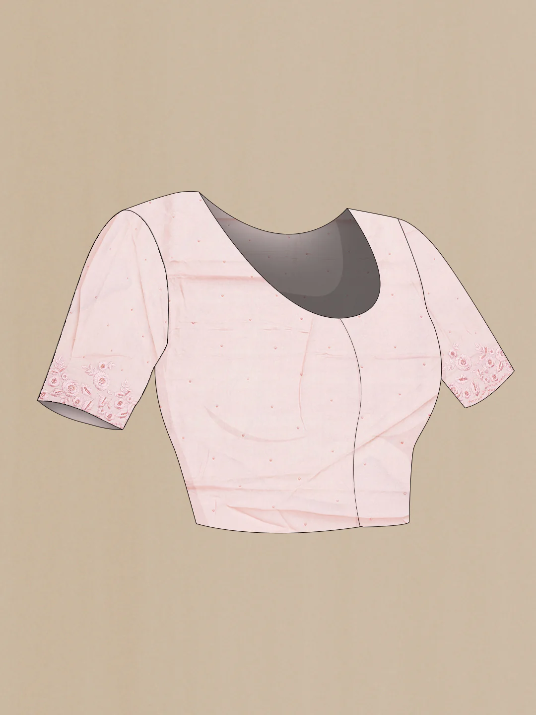 Rose pink Tussar Silk Saree - Image 4