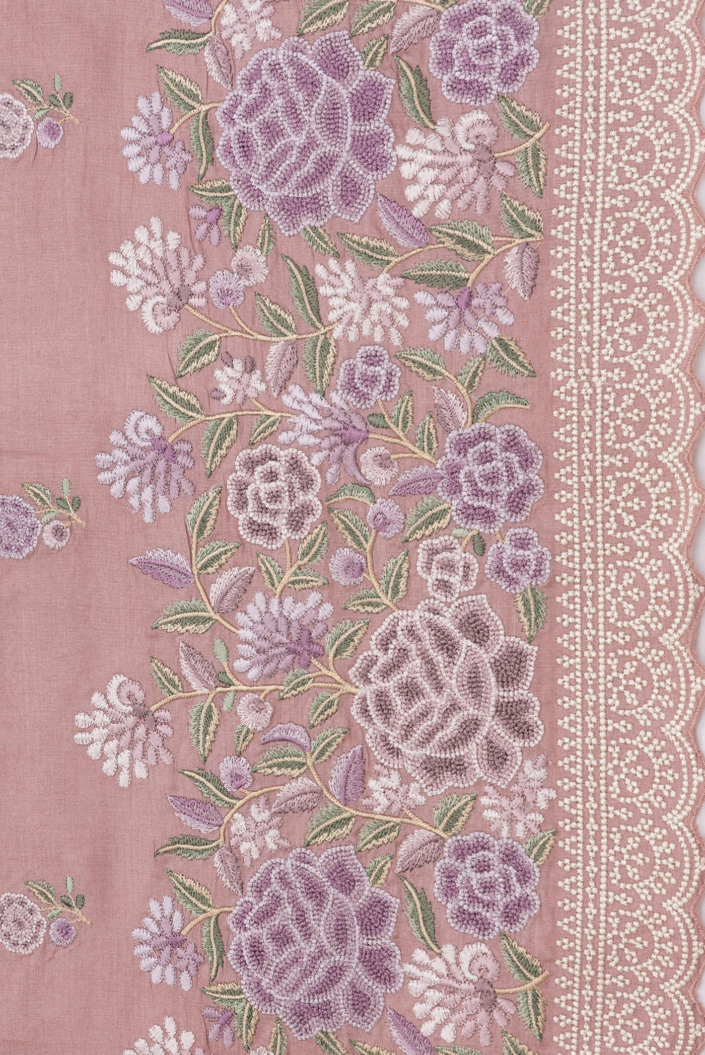Rose Gold Tussar Silk Saree - Image 3